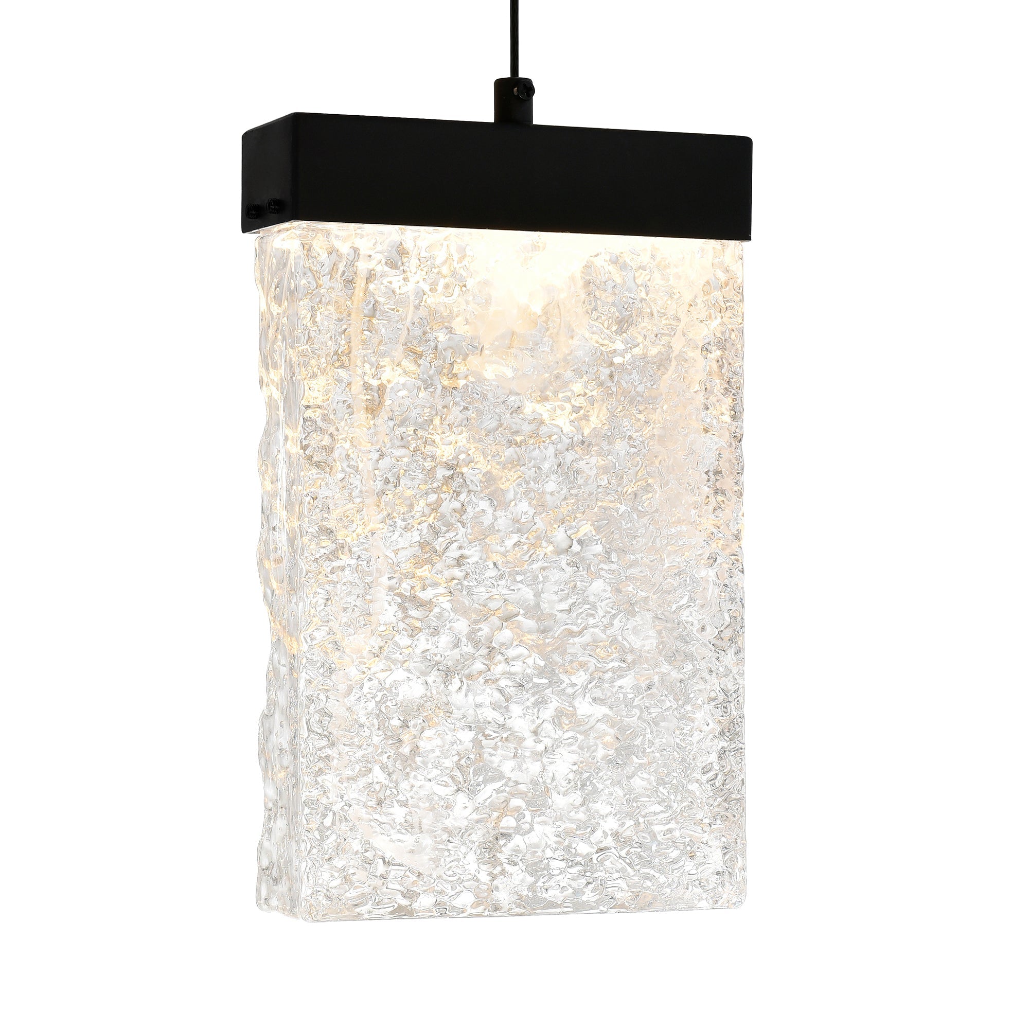 Lava Integrated LED 12in Black Mini Pendant with Handcrafted Glass - CWI Lighting