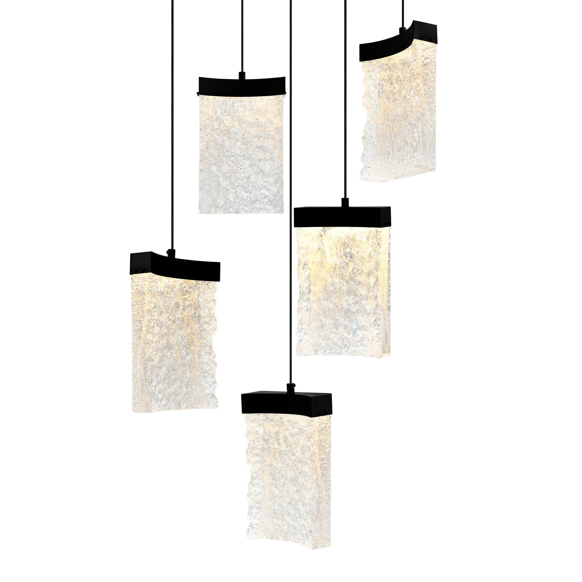Lava Integrated LED 12in Black Mini Pendant with Handcrafted Glass - CWI Lighting