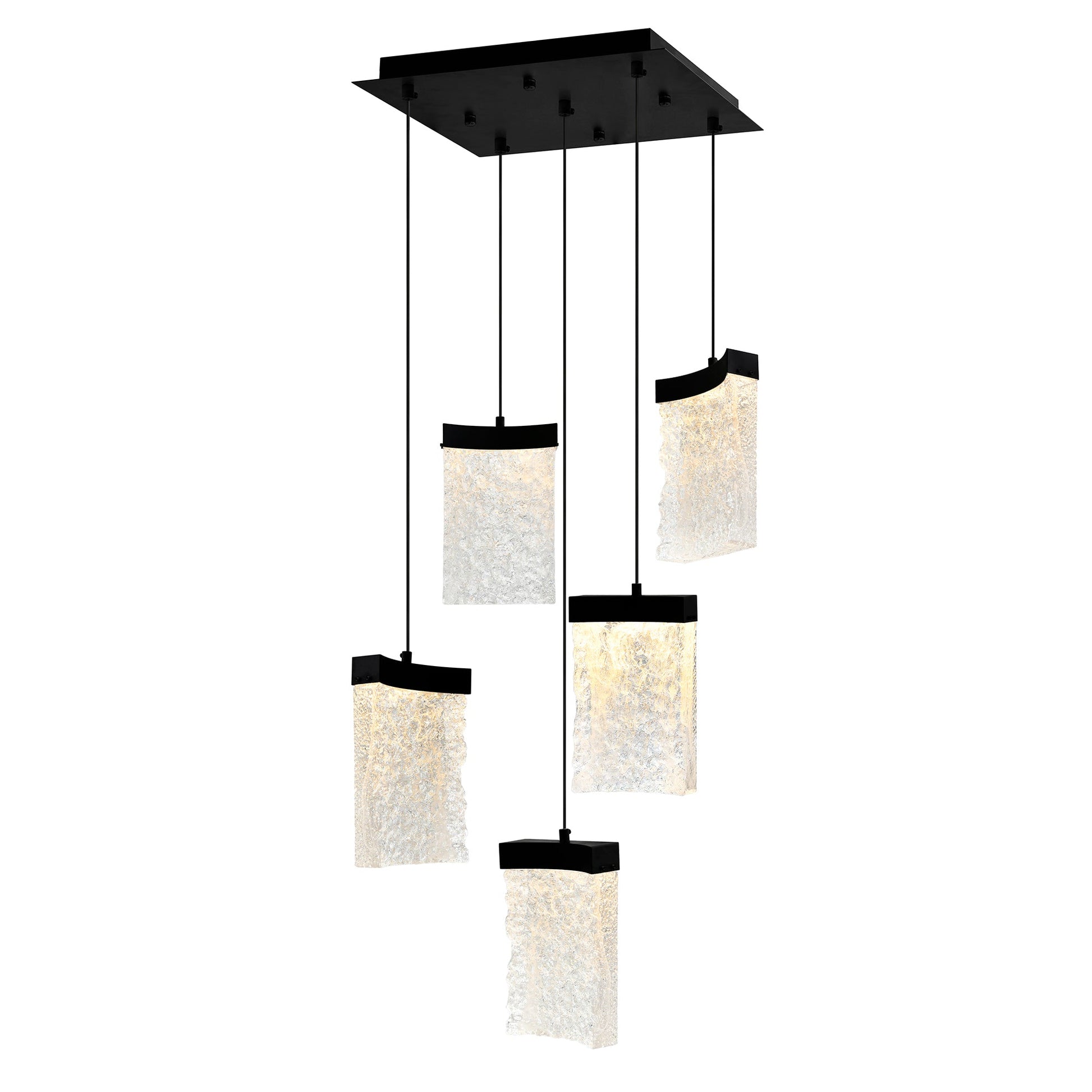 Lava Integrated LED 12in Black Mini Pendant with Handcrafted Glass - CWI Lighting