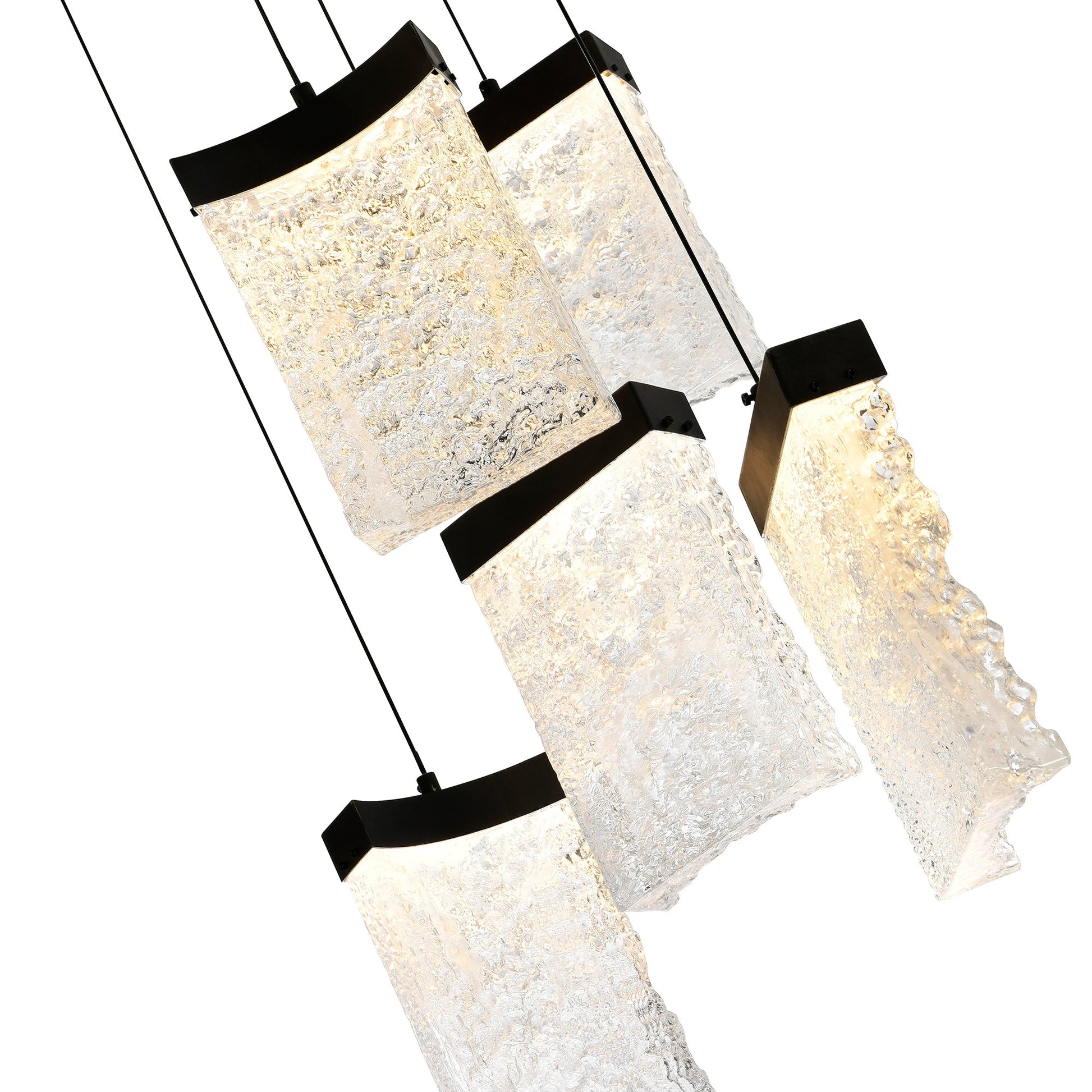 Lava Integrated LED 12in Black Mini Pendant with Handcrafted Glass - CWI Lighting