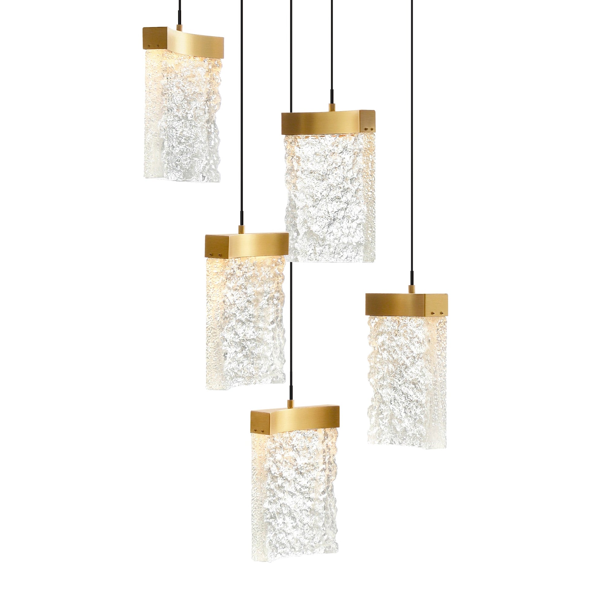 Lava Integrated LED 12in Brass Mini Pendant with Handcrafted Glass - CWI Lighting