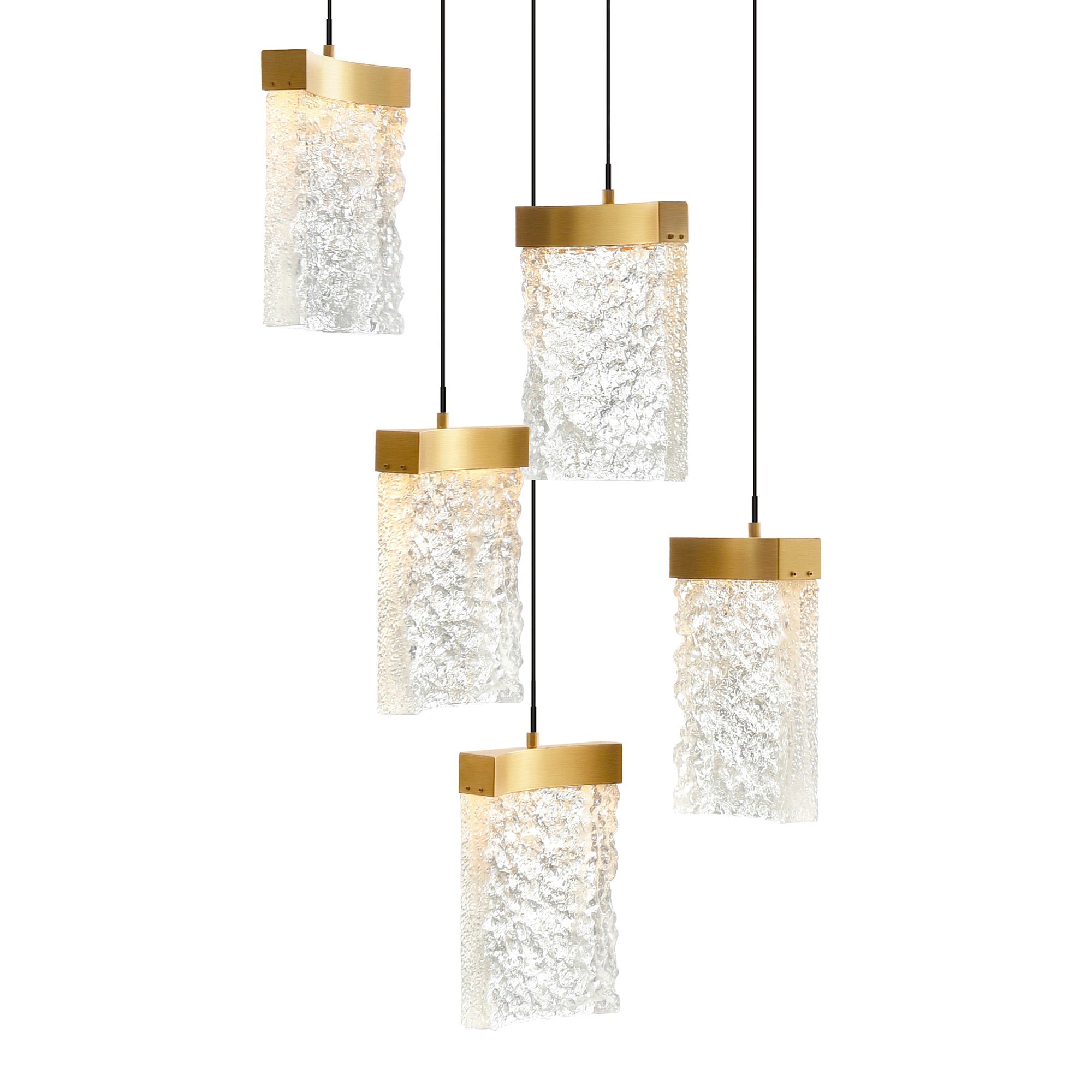 Lava Integrated LED 12in Brass Mini Pendant with Handcrafted Glass - CWI Lighting
