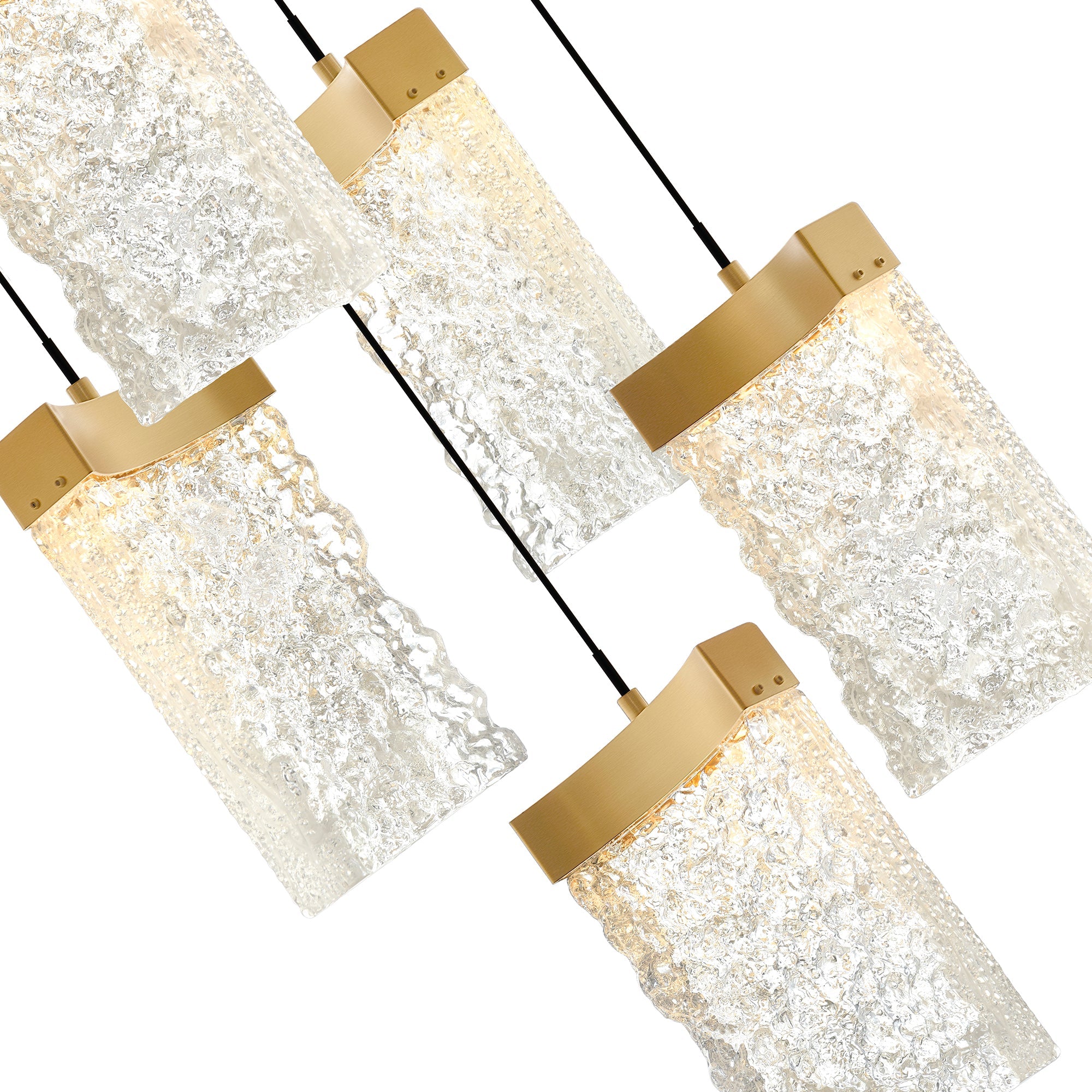 Lava Integrated LED 12in Brass Mini Pendant with Handcrafted Glass - CWI Lighting