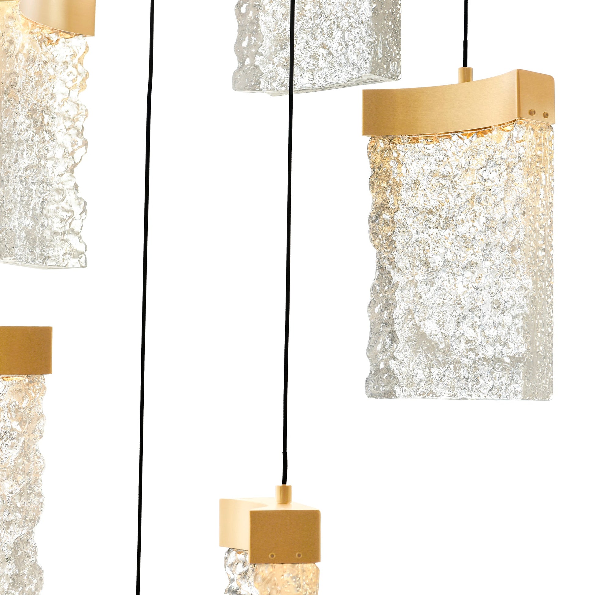 Lava Integrated LED 12in Brass Mini Pendant with Handcrafted Glass - CWI Lighting