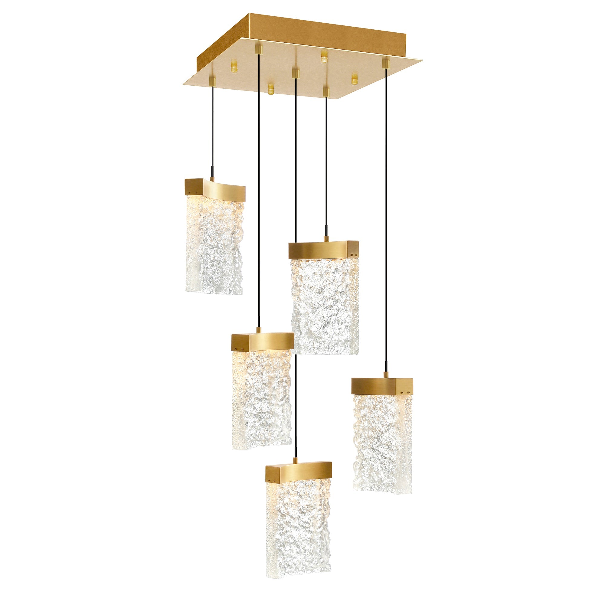 Lava Integrated LED 12in Brass Mini Pendant with Handcrafted Glass - CWI Lighting