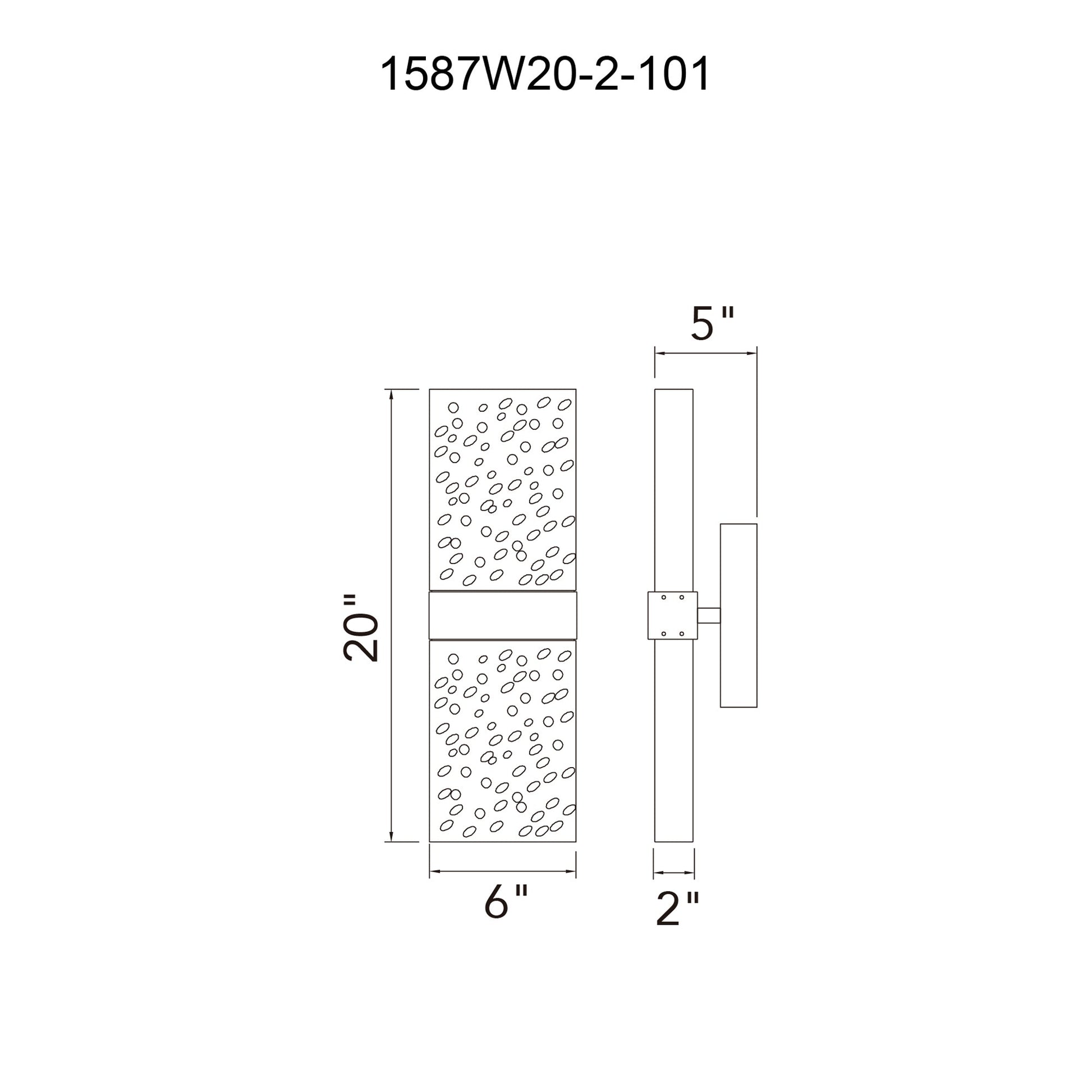 Lava Integrated LED 20in Black Wall Light with Handcrafted Glass - CWI Lighting