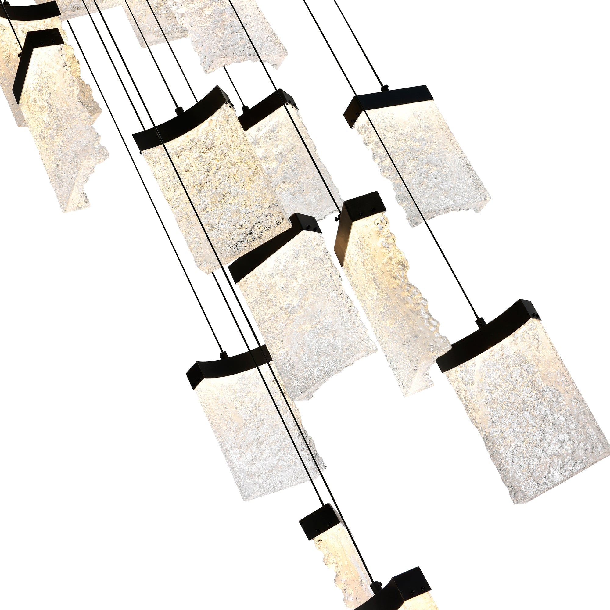 Lava Integrated LED 24in Black Chandelier with Handcrafted Glass - CWI Lighting