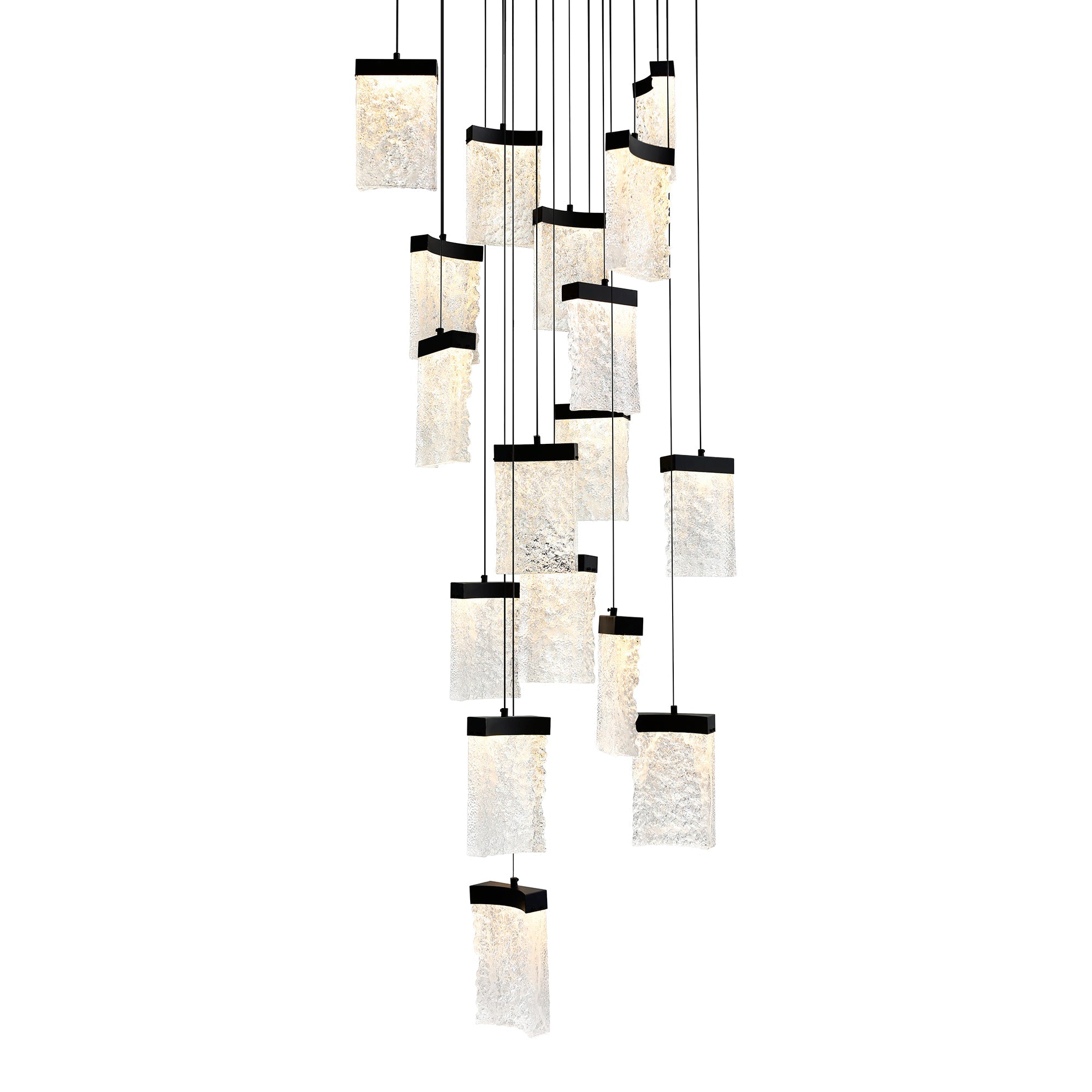 Lava Integrated LED 24in Black Chandelier with Handcrafted Glass - CWI Lighting