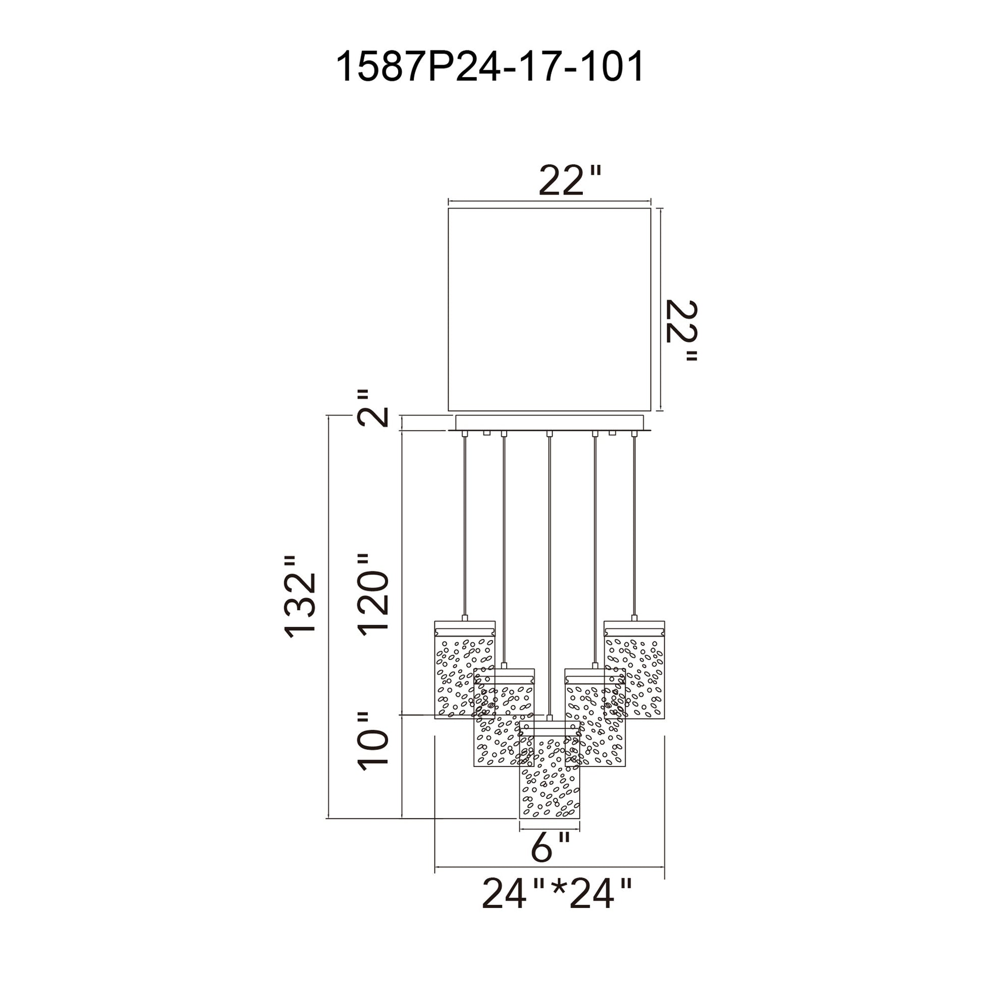 Lava Integrated LED 24in Black Chandelier with Handcrafted Glass - CWI Lighting