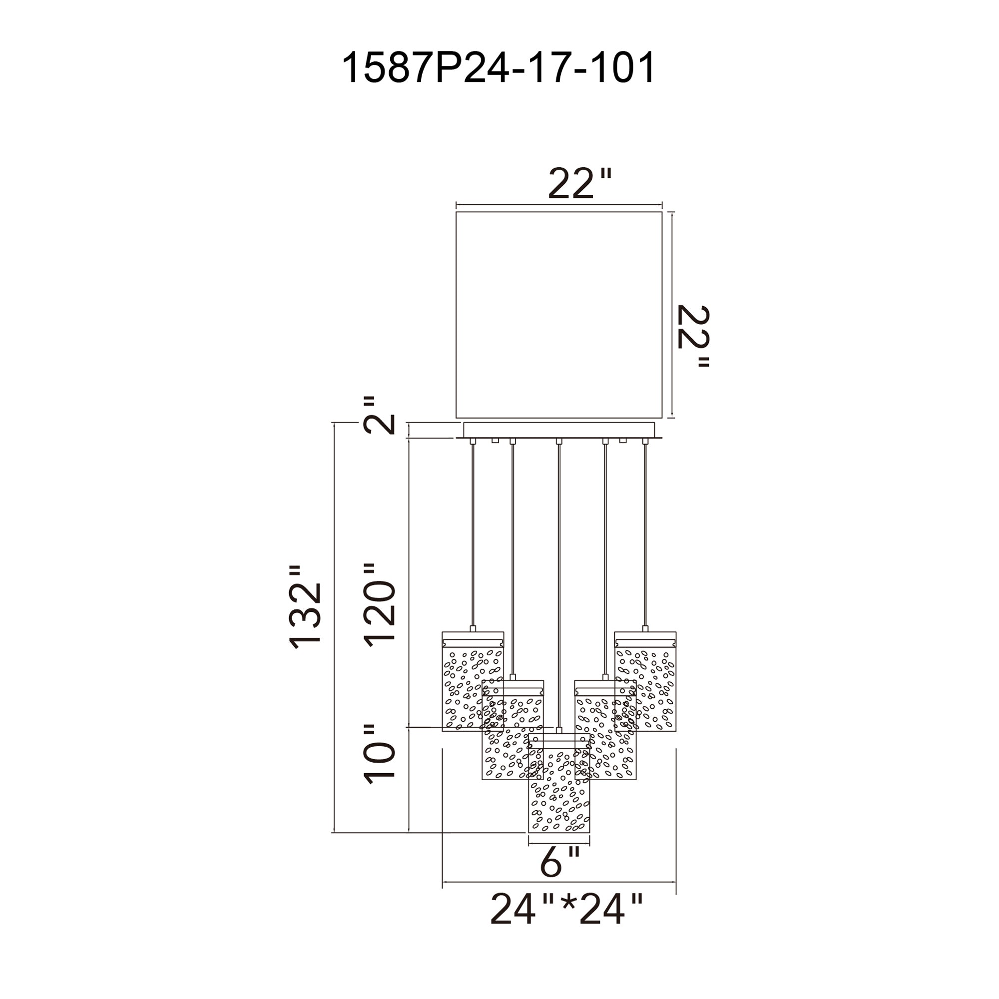 Lava Integrated LED 24in Black Chandelier with Handcrafted Glass - CWI Lighting