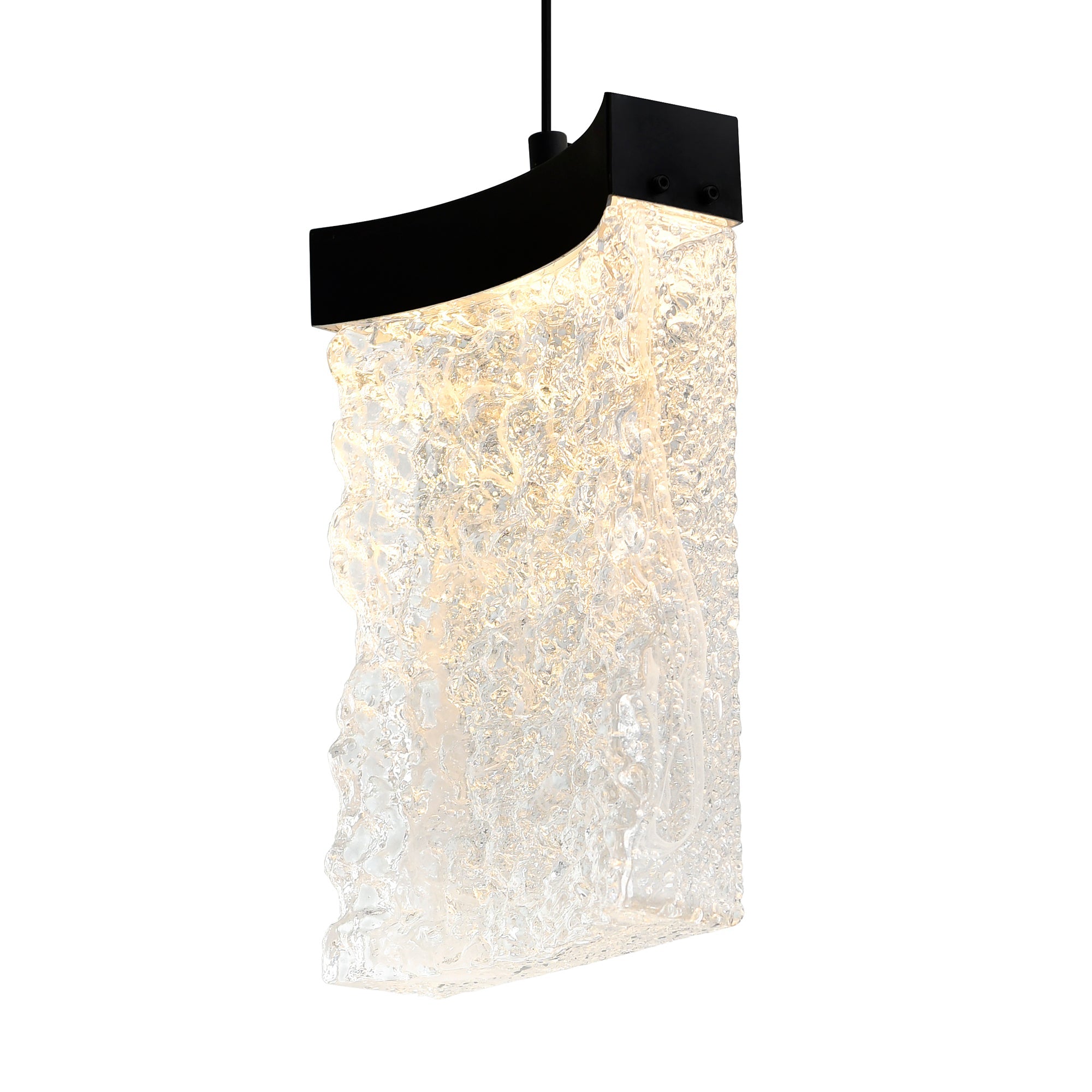Lava Integrated LED 24in Black Chandelier with Handcrafted Glass - CWI Lighting