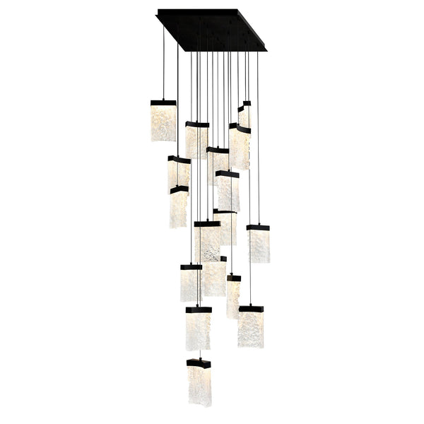 Lava Integrated LED 24in Black Chandelier with Handcrafted Glass - CWI Lighting