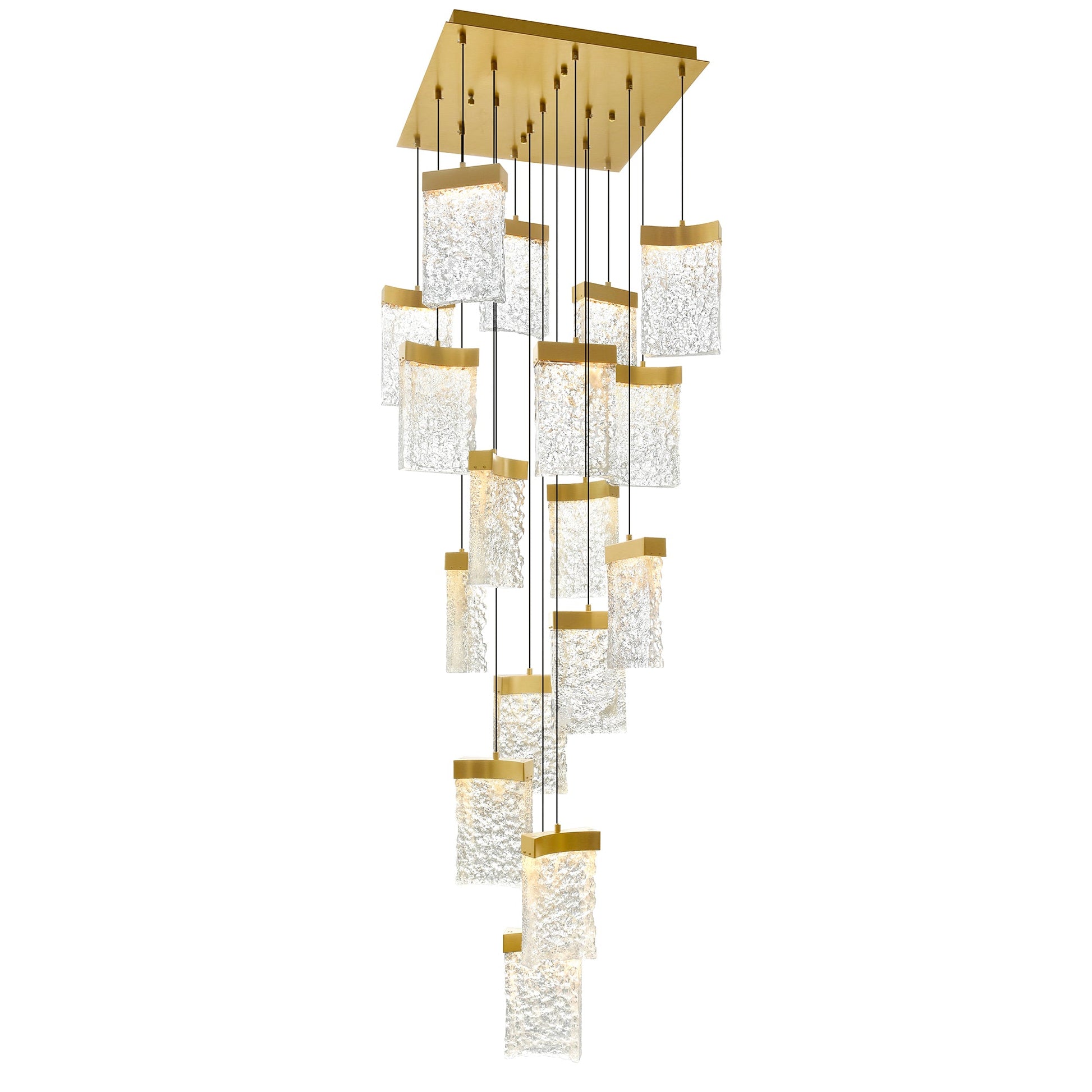 Lava Integrated LED 24in Brass Chandelier with Handcrafted Glass - CWI Lighting