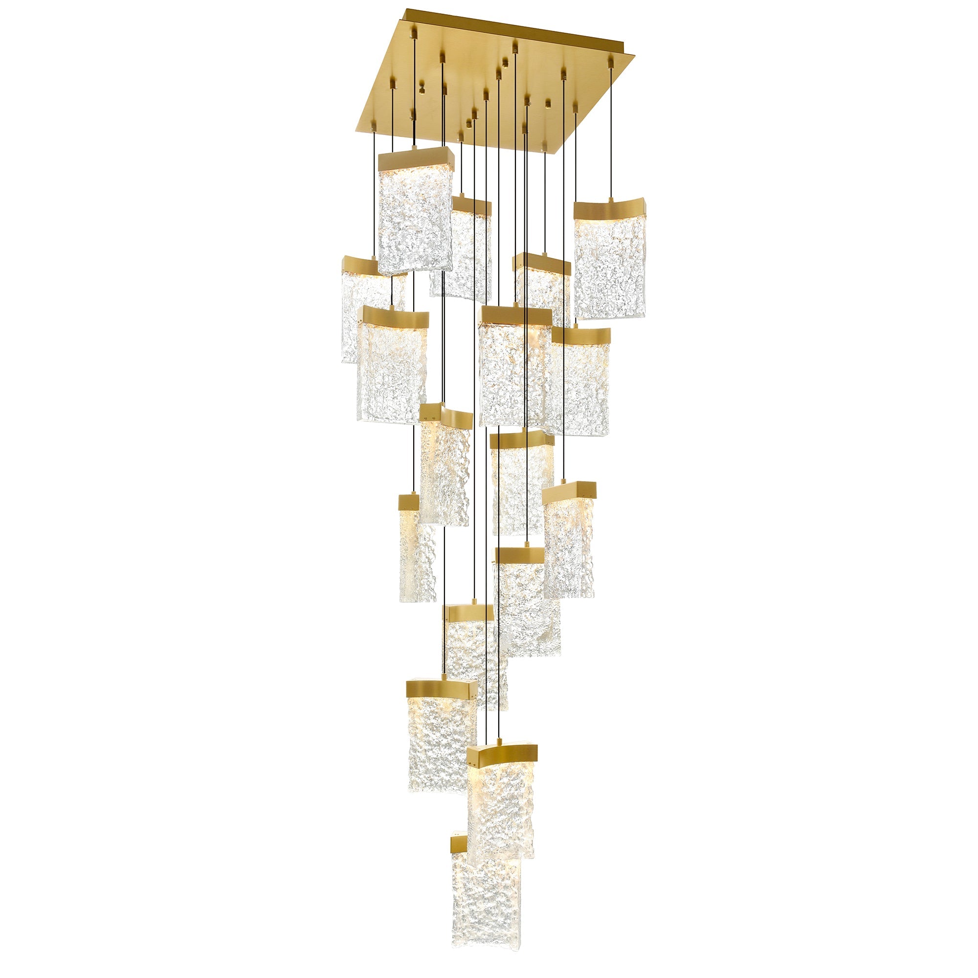 Lava Integrated LED 24in Brass Chandelier with Handcrafted Glass - CWI Lighting