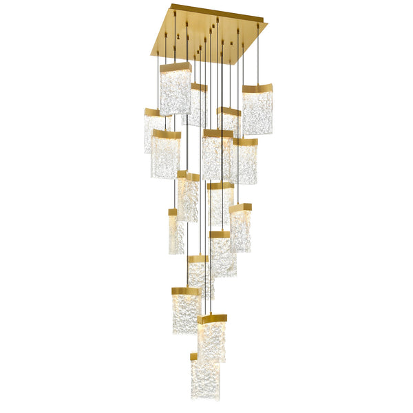 Lava Integrated LED 24in Brass Chandelier with Handcrafted Glass - CWI Lighting