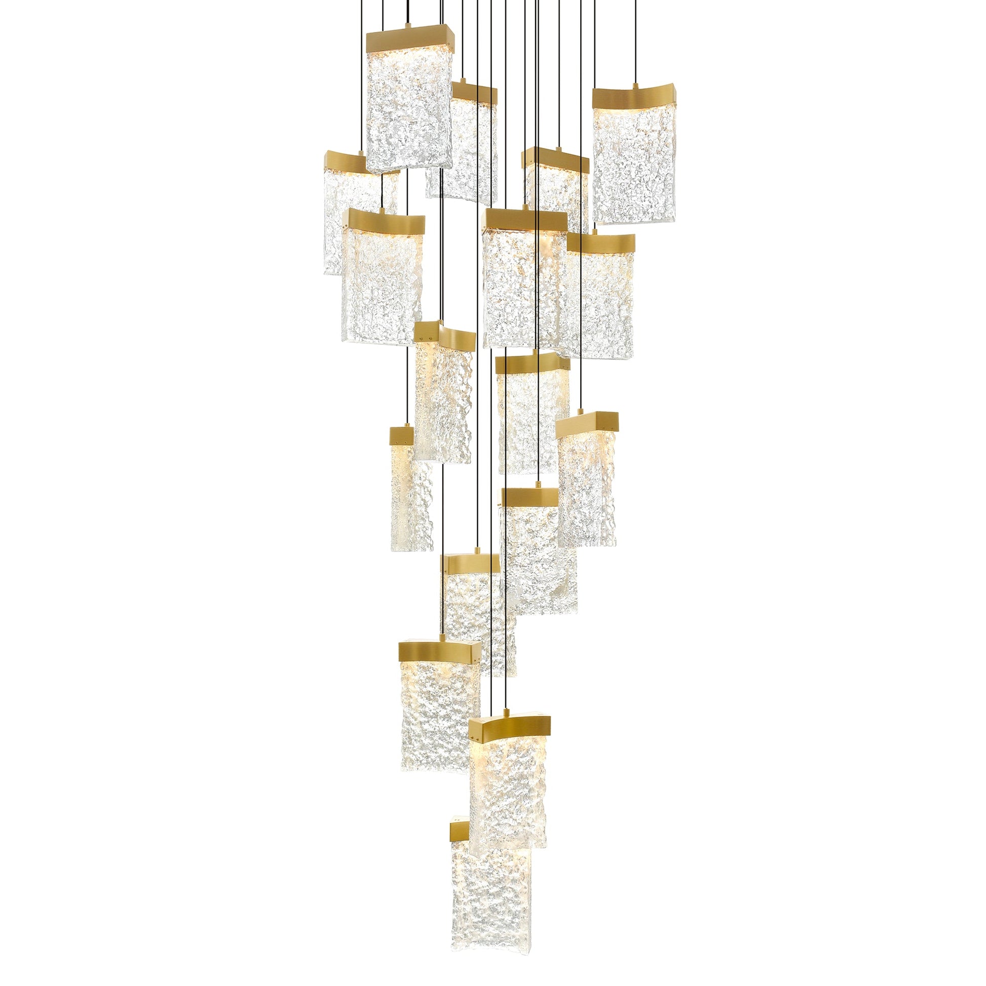 Lava Integrated LED 24in Brass Chandelier with Handcrafted Glass - CWI Lighting