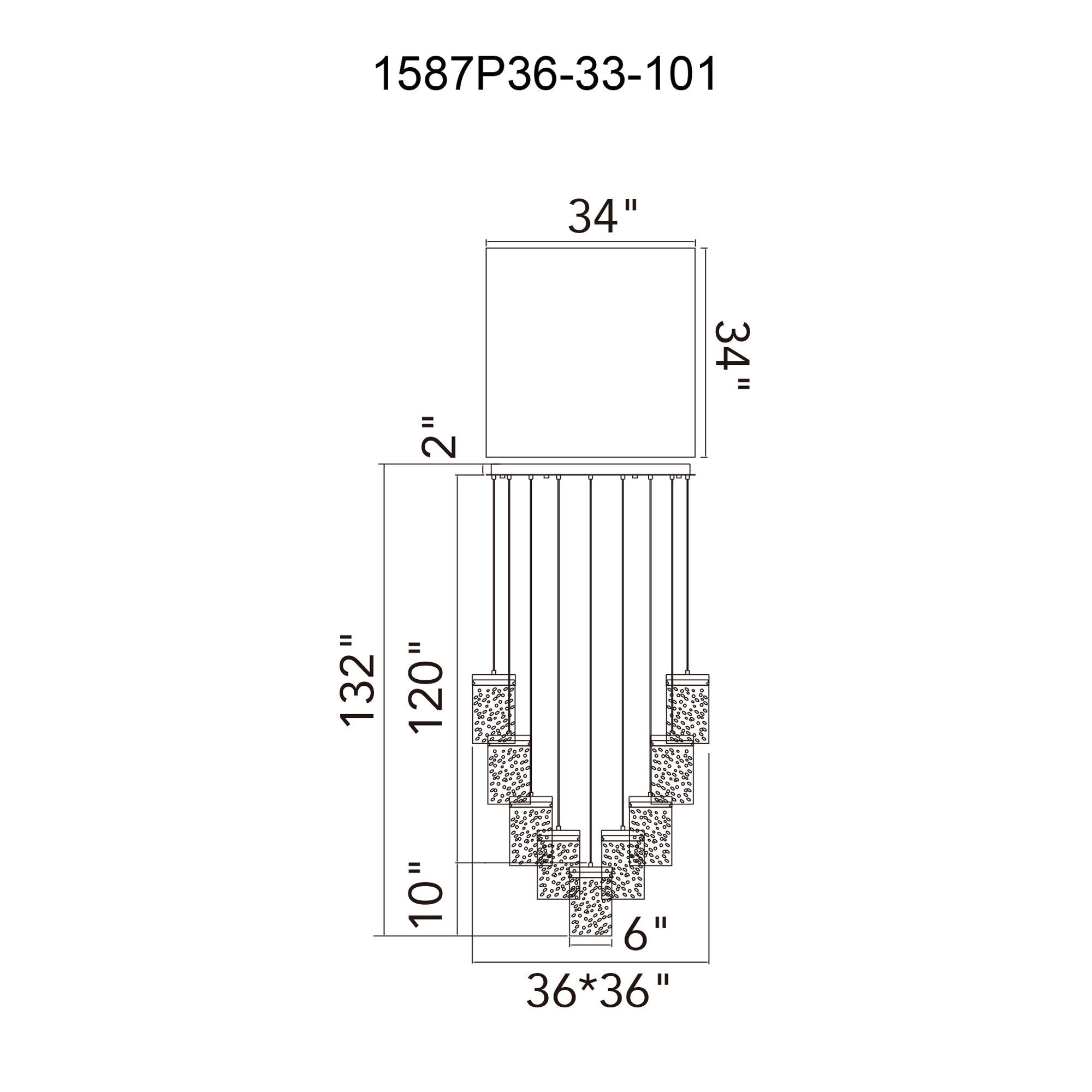 Lava Integrated LED 36in Black Chandelier with Handcrafted Glass - CWI Lighting