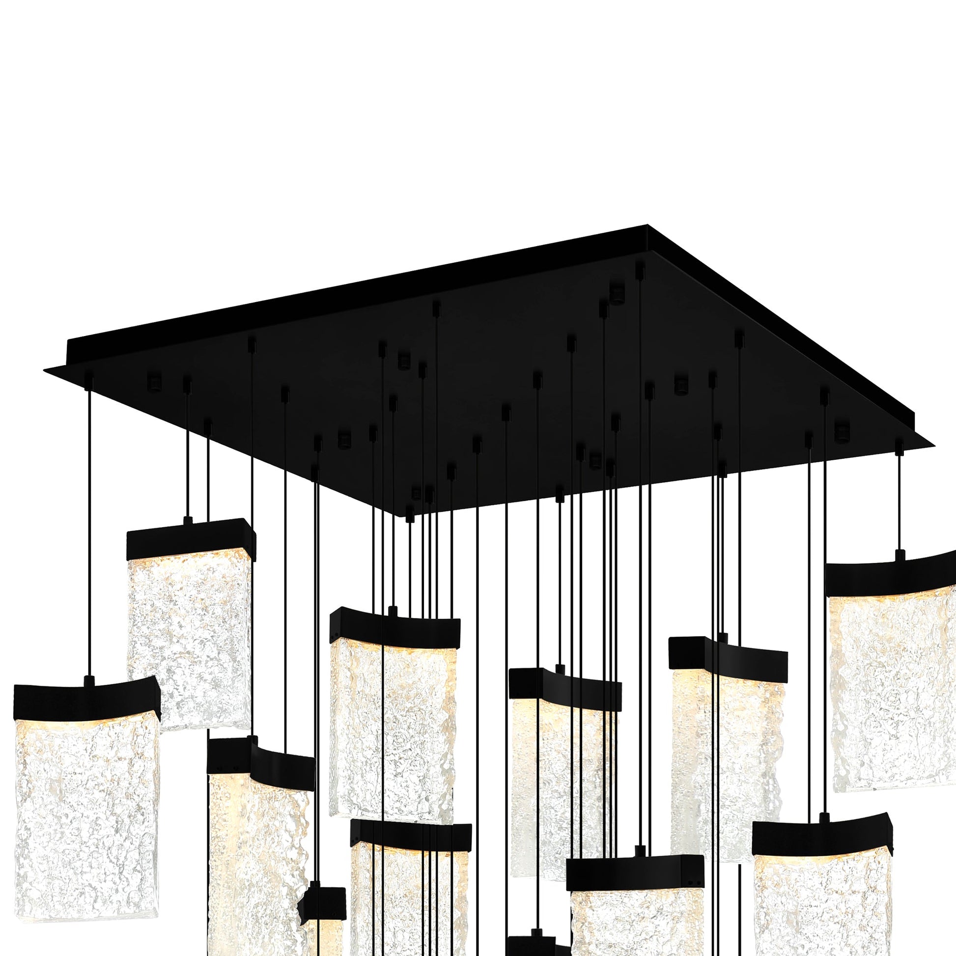 Lava Integrated LED 36in Black Chandelier with Handcrafted Glass - CWI Lighting