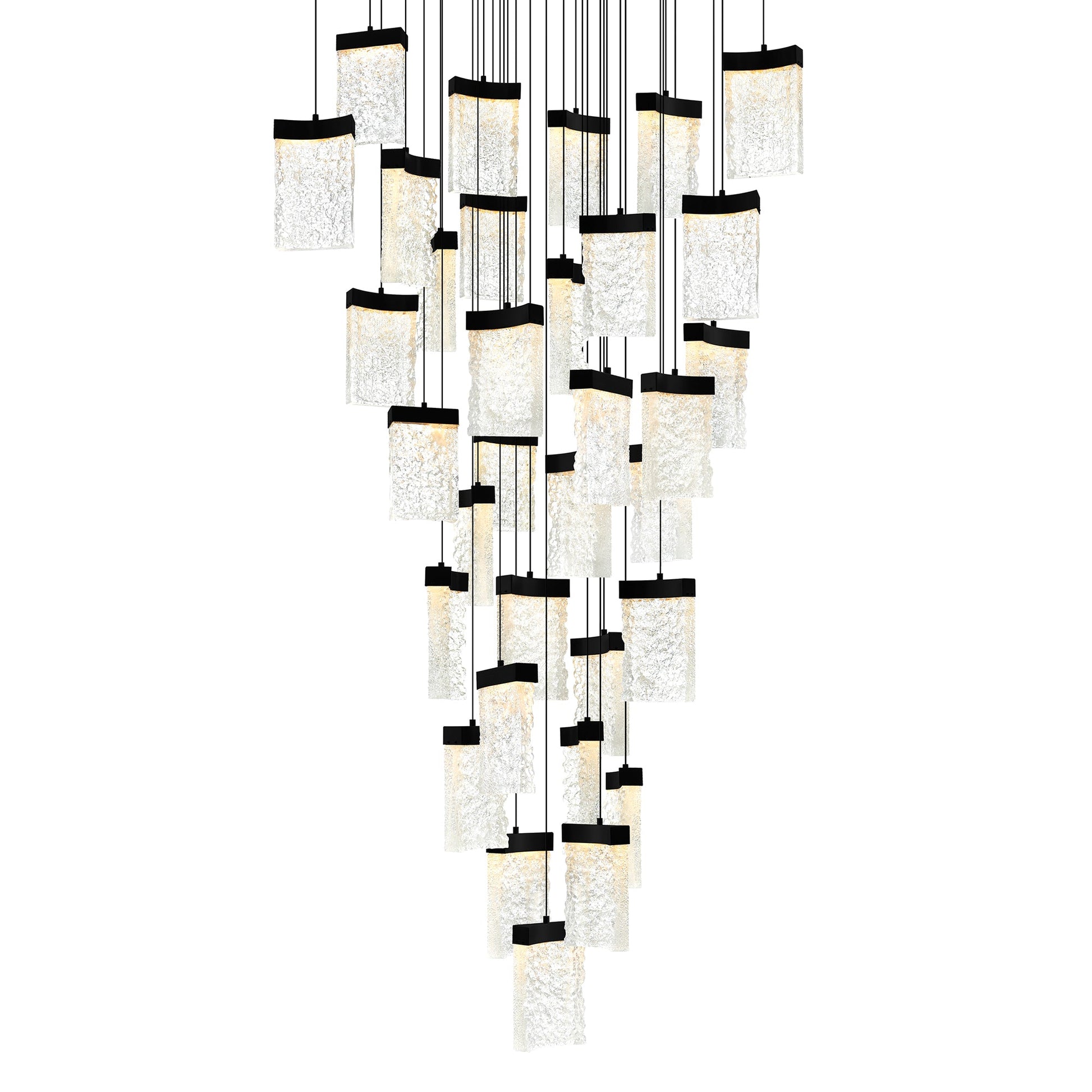 Lava Integrated LED 36in Black Chandelier with Handcrafted Glass - CWI Lighting