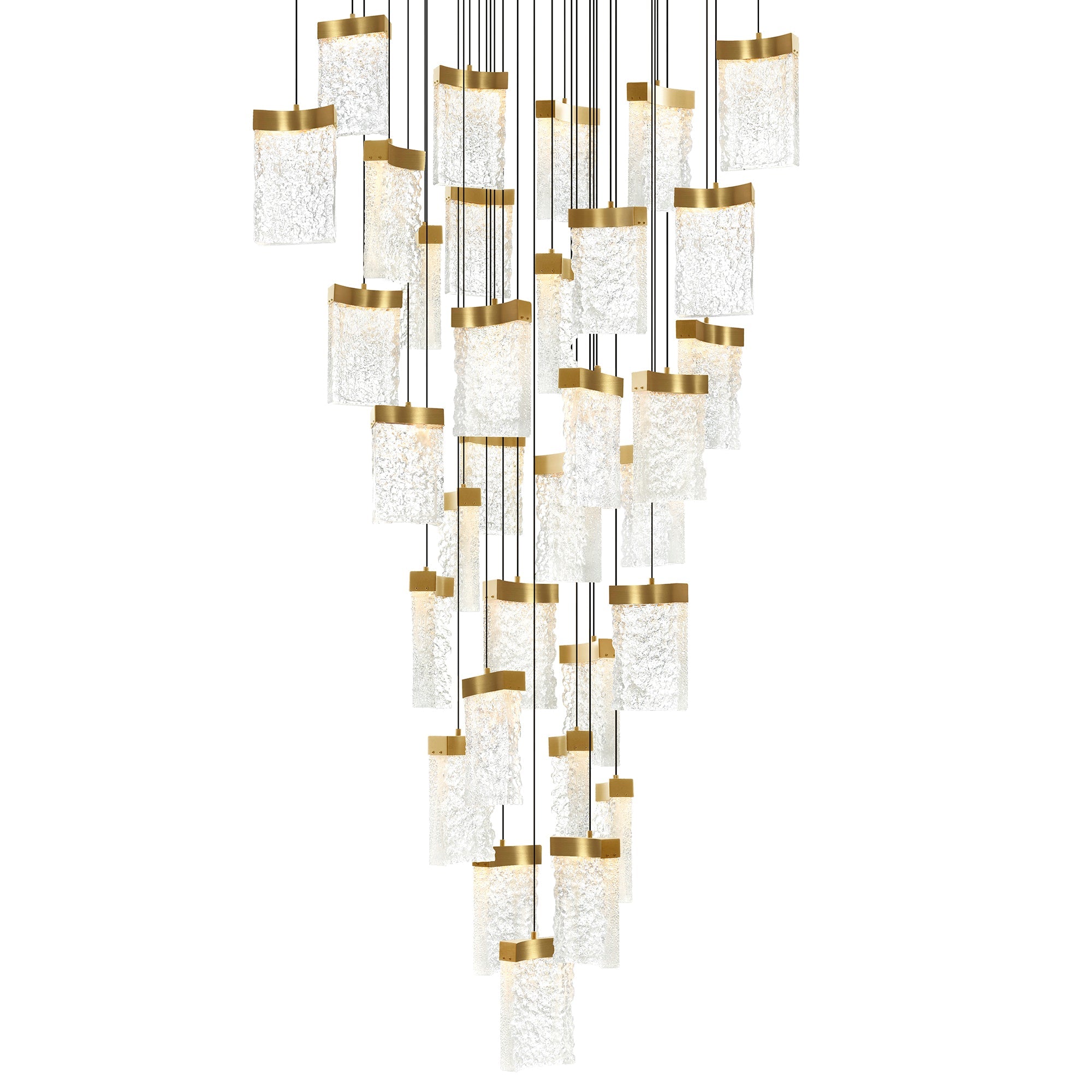 Lava Integrated LED 36in Brass Chandelier with Handcrafted Glass - CWI Lighting