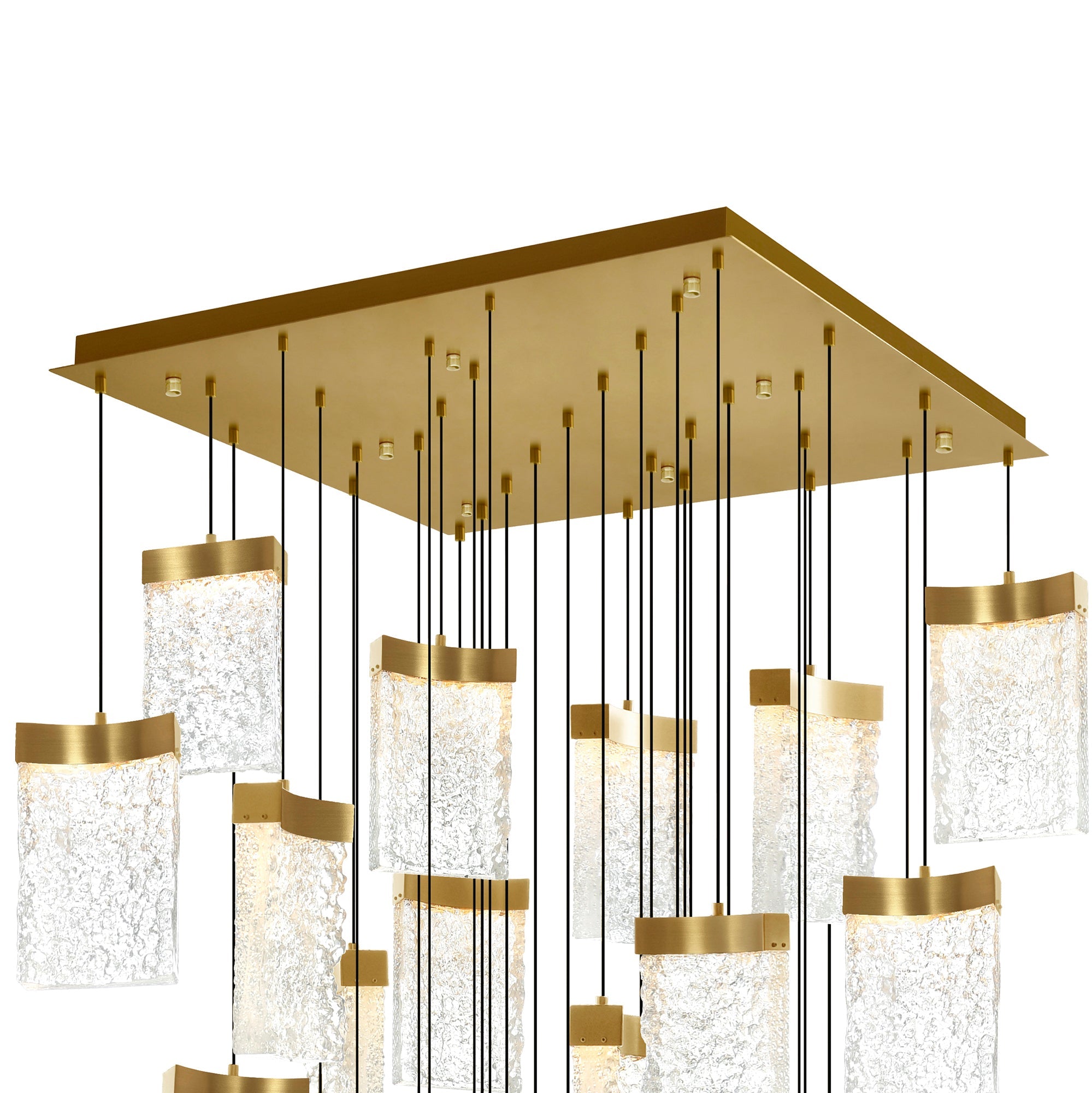 Lava Integrated LED 36in Brass Chandelier with Handcrafted Glass - CWI Lighting