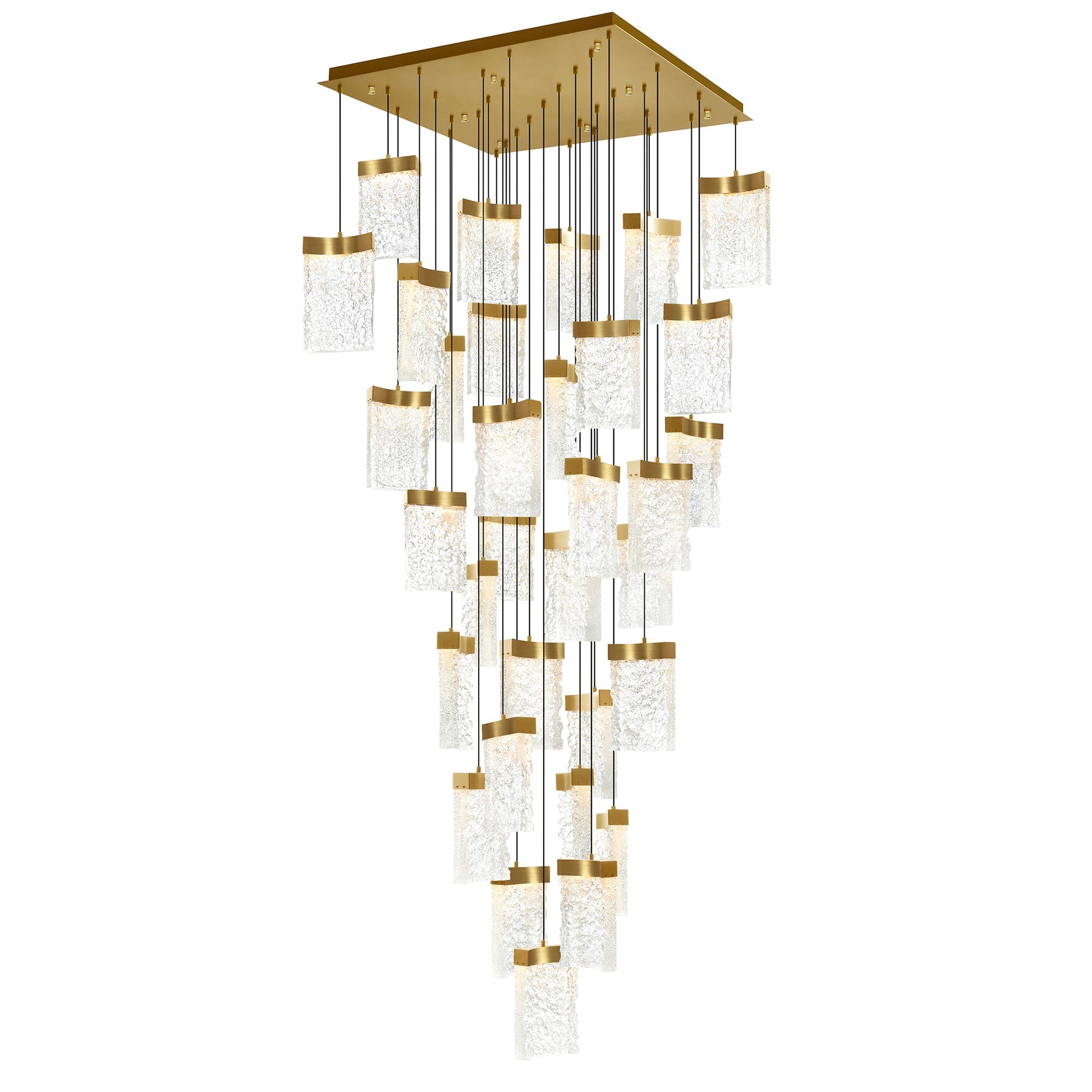 Lava Integrated LED 36in Brass Chandelier with Handcrafted Glass - CWI Lighting