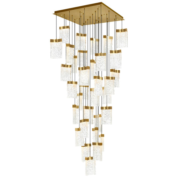 Lava Integrated LED 36in Brass Chandelier with Handcrafted Glass - CWI Lighting