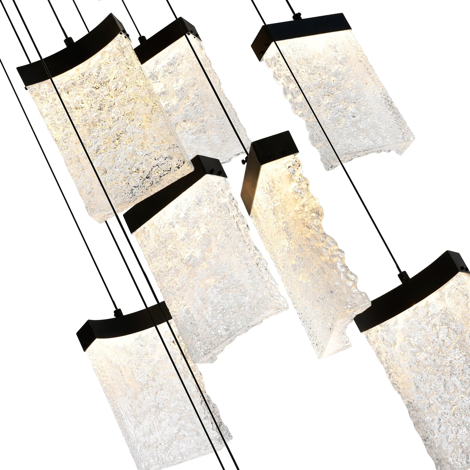 Lava Integrated LED 48in Black Chandelier with Handcrafted Glass - CWI Lighting