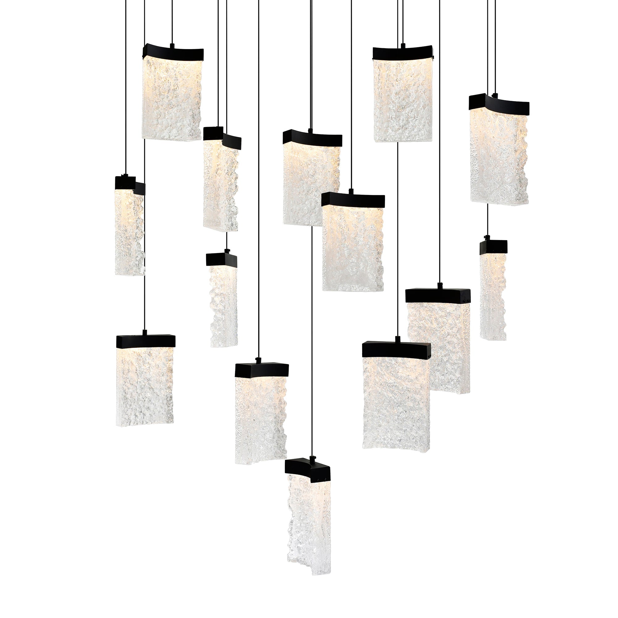 Lava Integrated LED 48in Black Chandelier with Handcrafted Glass - CWI Lighting