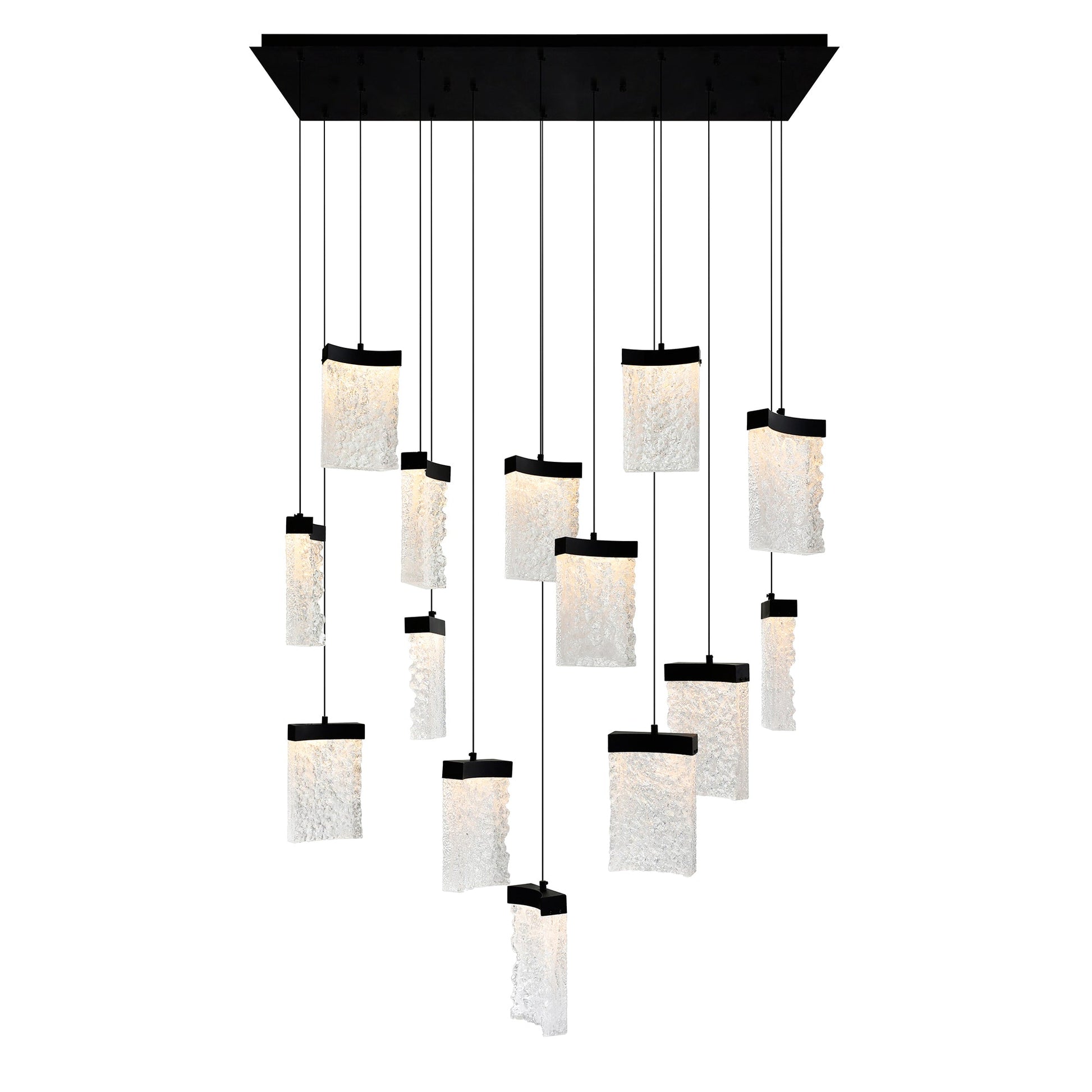 Lava Integrated LED 48in Black Chandelier with Handcrafted Glass - CWI Lighting