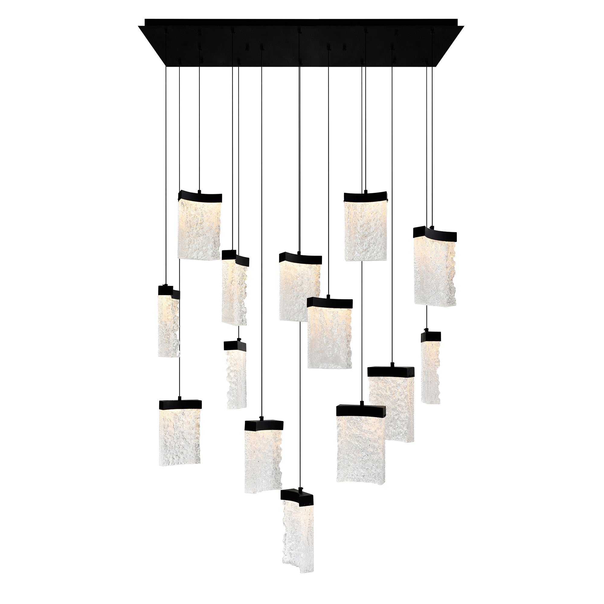 Lava Integrated LED 48in Black Chandelier with Handcrafted Glass - CWI Lighting