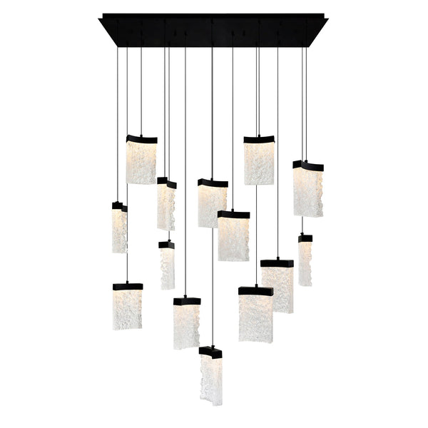 Lava Integrated LED 48in Black Chandelier with Handcrafted Glass - CWI Lighting