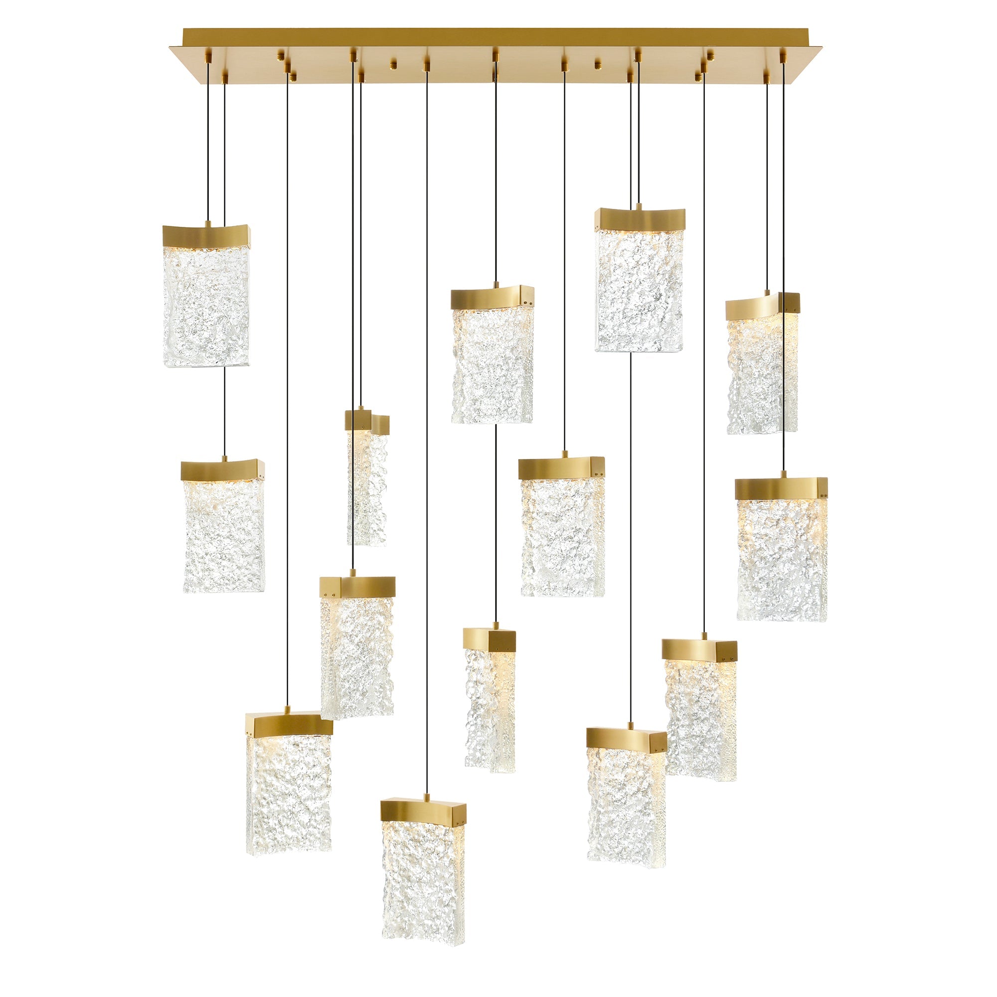 Lava Integrated LED 48in Brass Chandelier with Handcrafted Glass - CWI Lighting