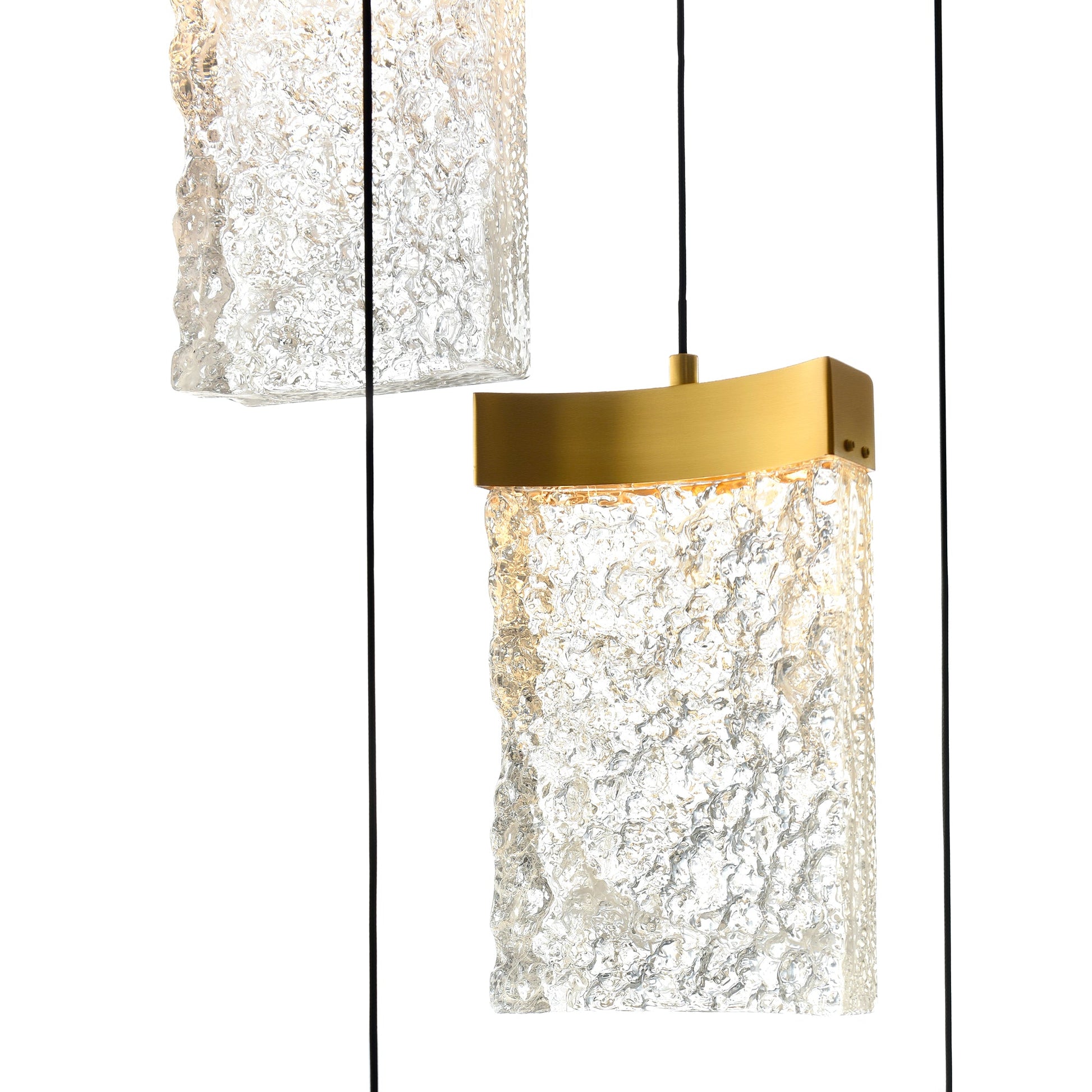 Lava Integrated LED 48in Brass Chandelier with Handcrafted Glass - CWI Lighting