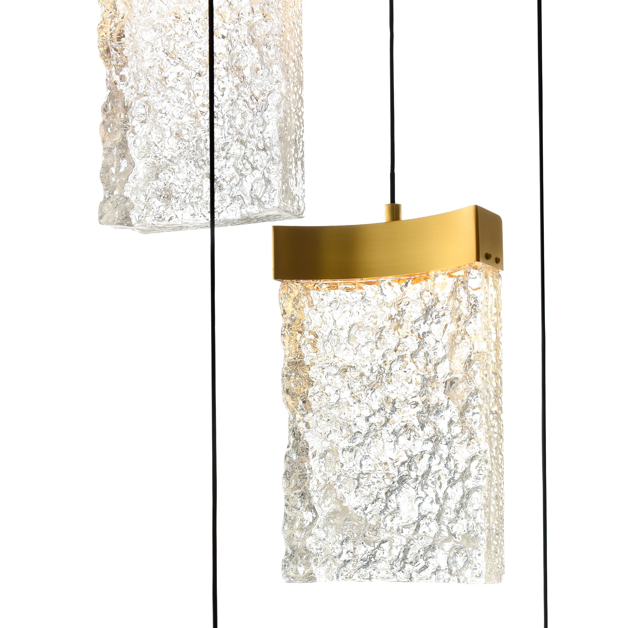 Lava Integrated LED 48in Brass Chandelier with Handcrafted Glass - CWI Lighting