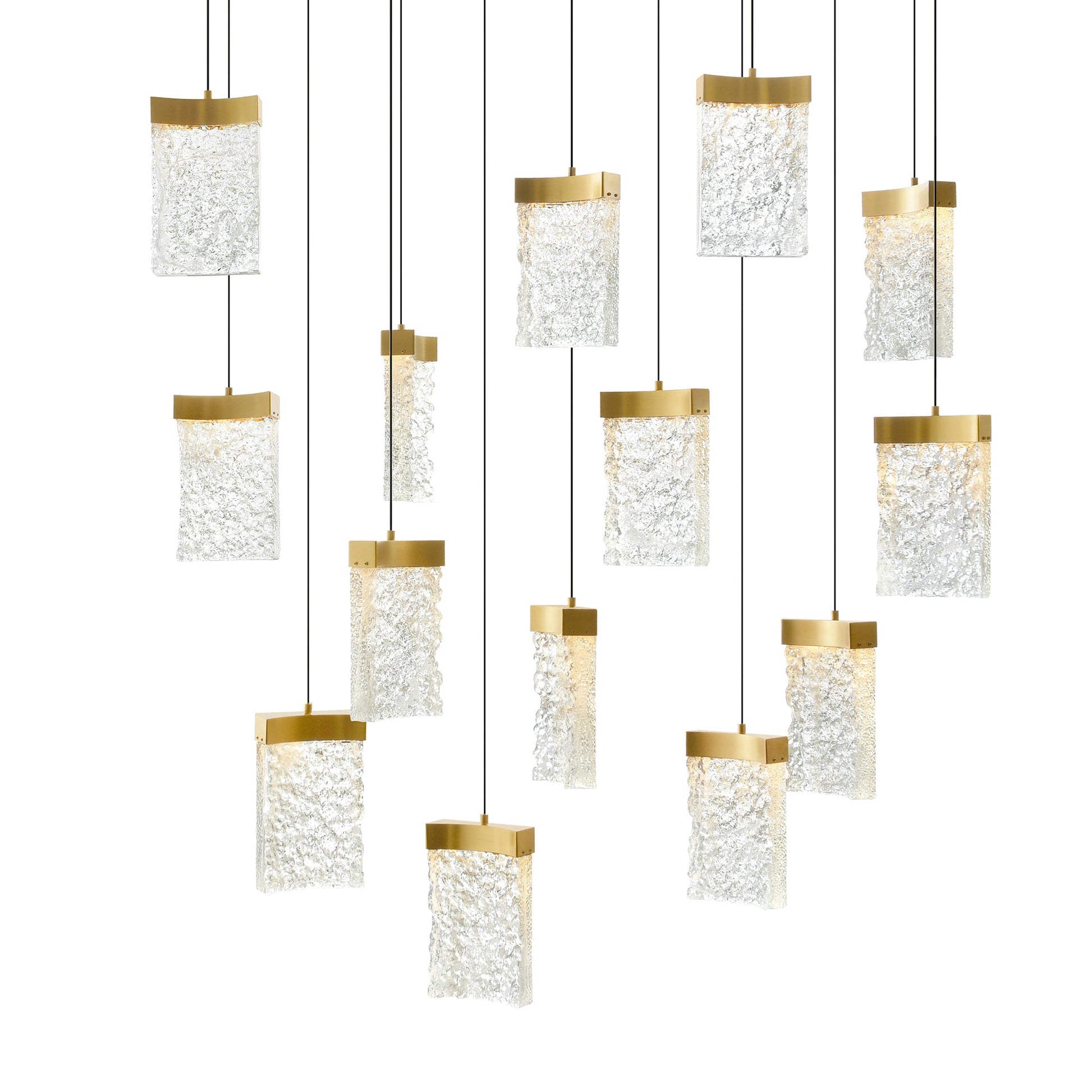 Lava Integrated LED 48in Brass Chandelier with Handcrafted Glass - CWI Lighting