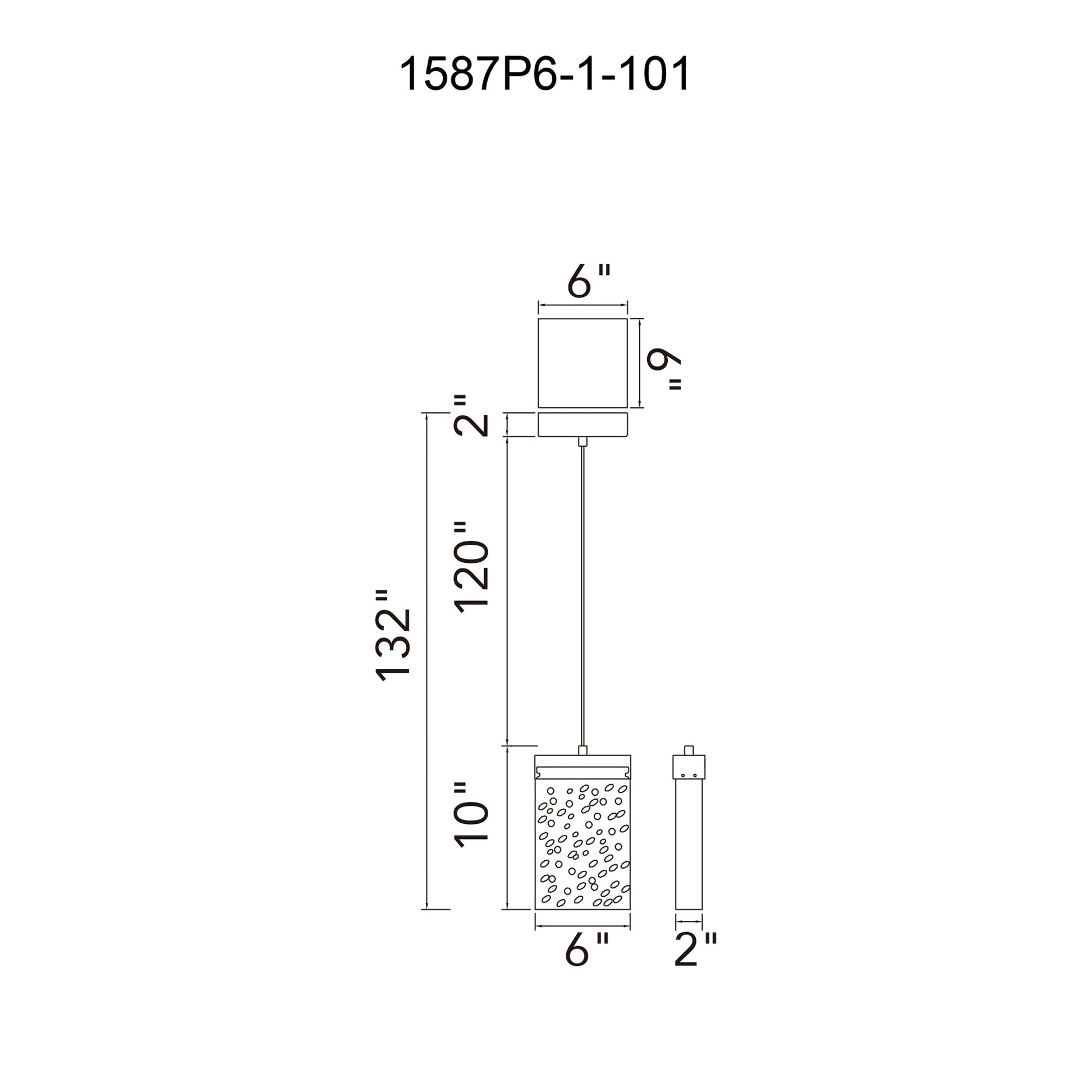 Lava Integrated LED 6in Black Mini Pendant with Handcrafted Glass - CWI Lighting