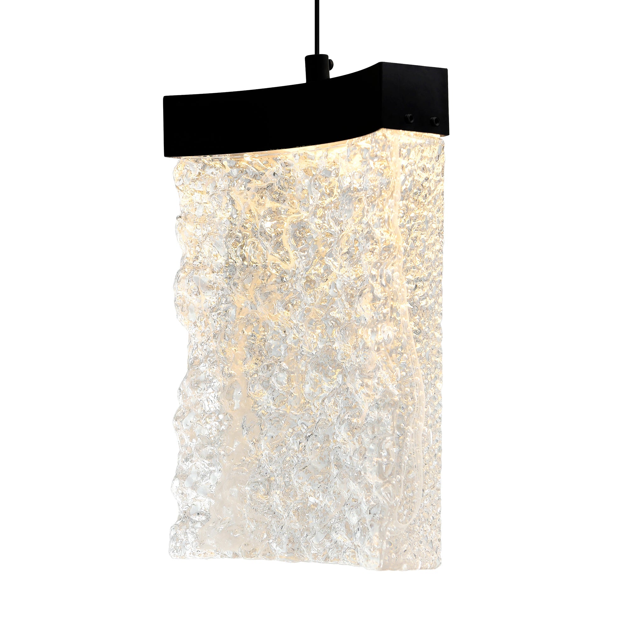 Lava Integrated LED 6in Black Mini Pendant with Handcrafted Glass - CWI Lighting