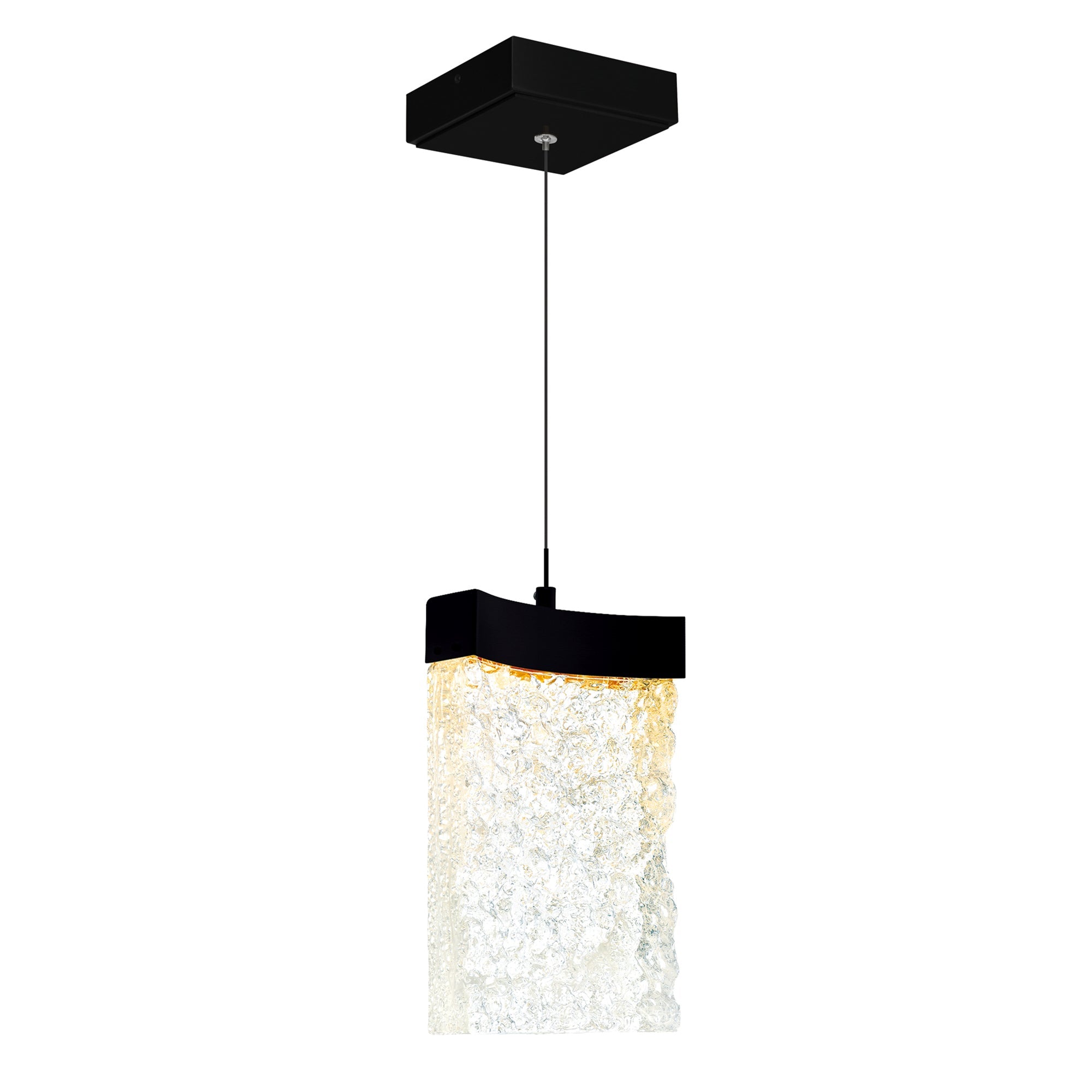 Lava Integrated LED 6in Black Mini Pendant with Handcrafted Glass - CWI Lighting