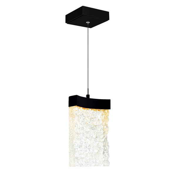 Lava Integrated LED 6in Black Mini Pendant with Handcrafted Glass - CWI Lighting