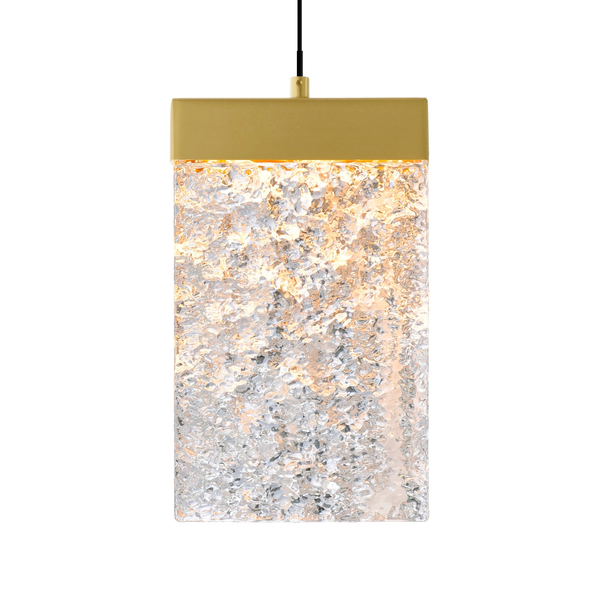 Lava Integrated LED 6in Brass Mini Pendant with Handcrafted Glass - CWI Lighting
