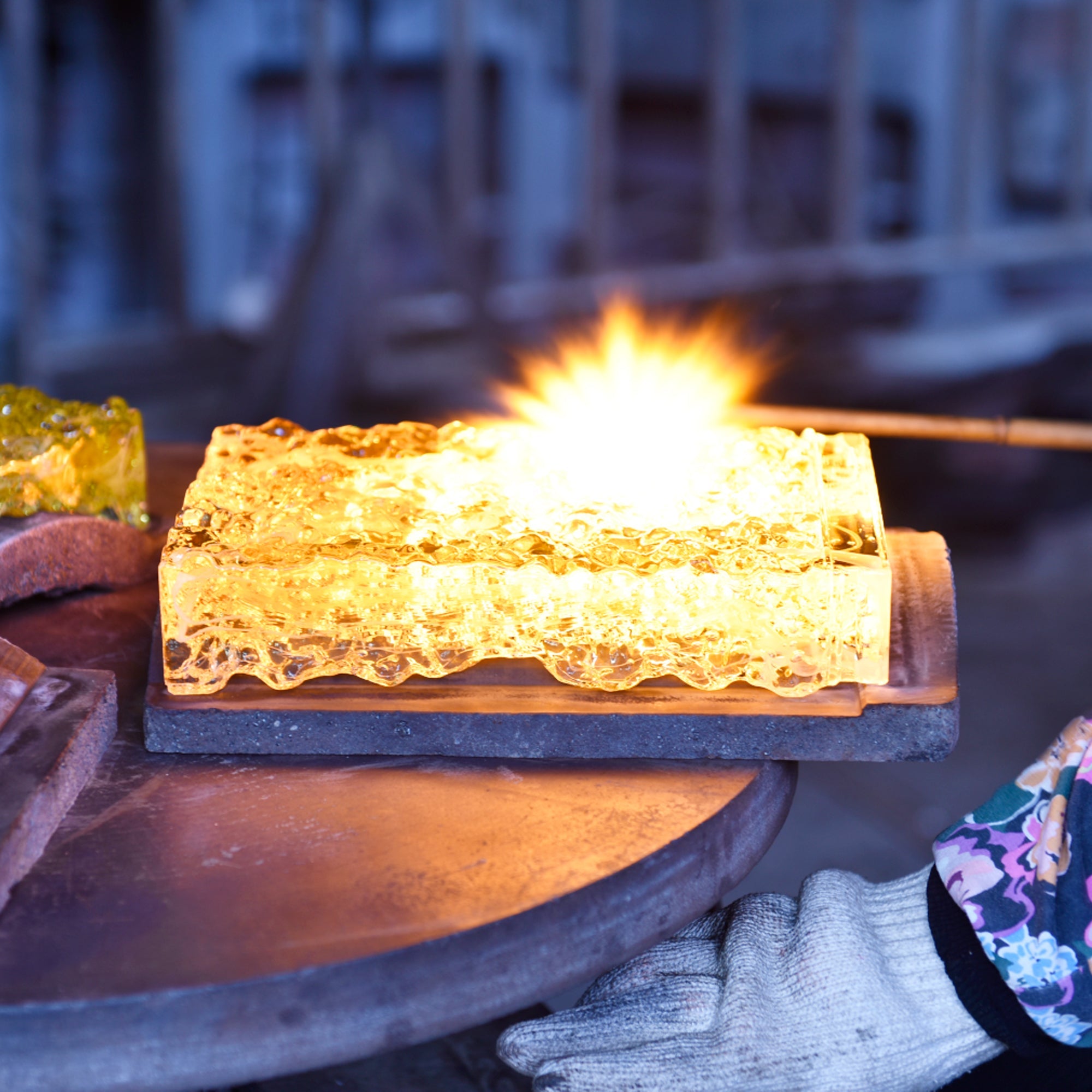 Lava Integrated LED 6in Brass Mini Pendant with Handcrafted Glass - CWI Lighting