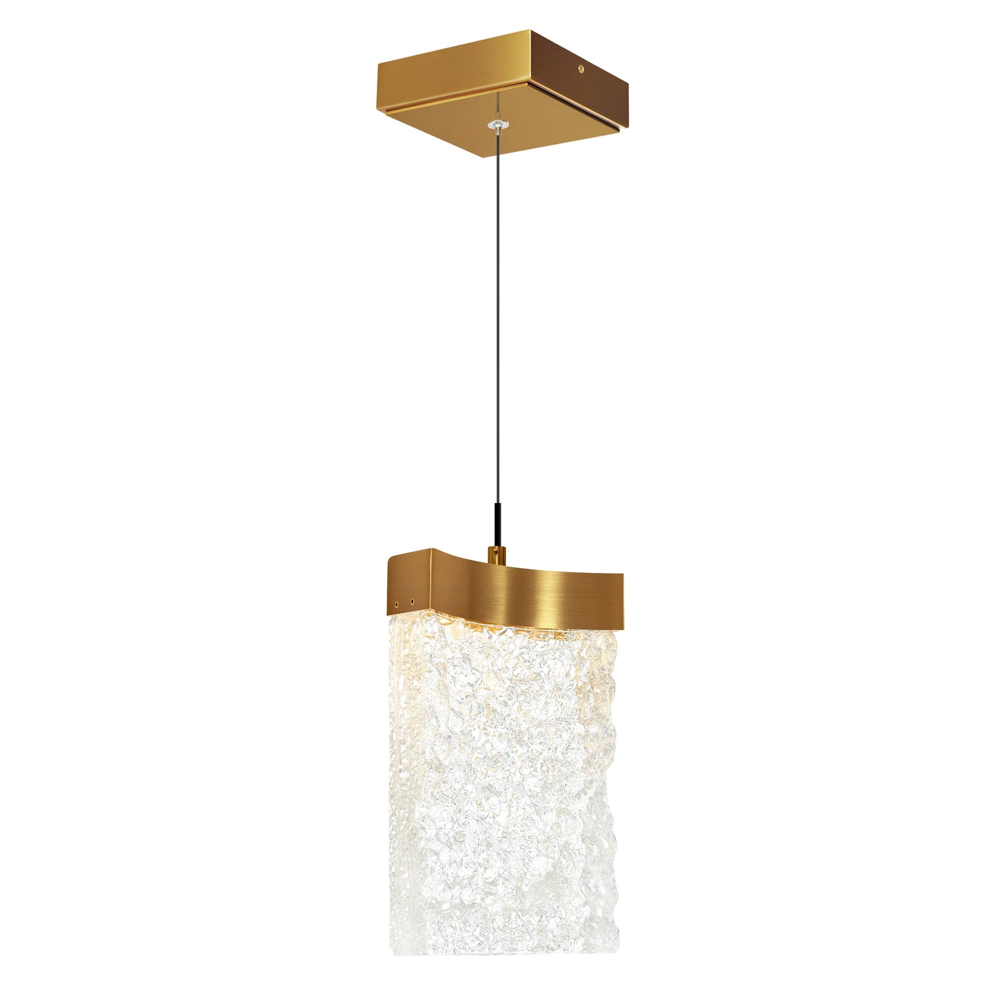 Lava Integrated LED 6in Brass Mini Pendant with Handcrafted Glass - CWI Lighting