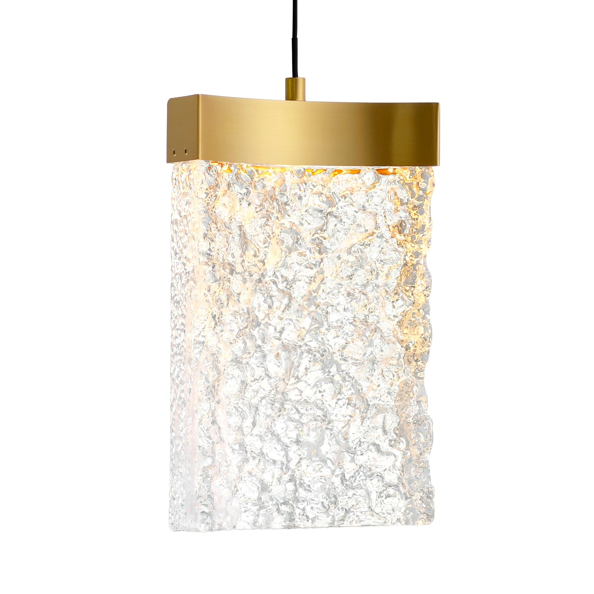 Lava Integrated LED 6in Brass Mini Pendant with Handcrafted Glass - CWI Lighting
