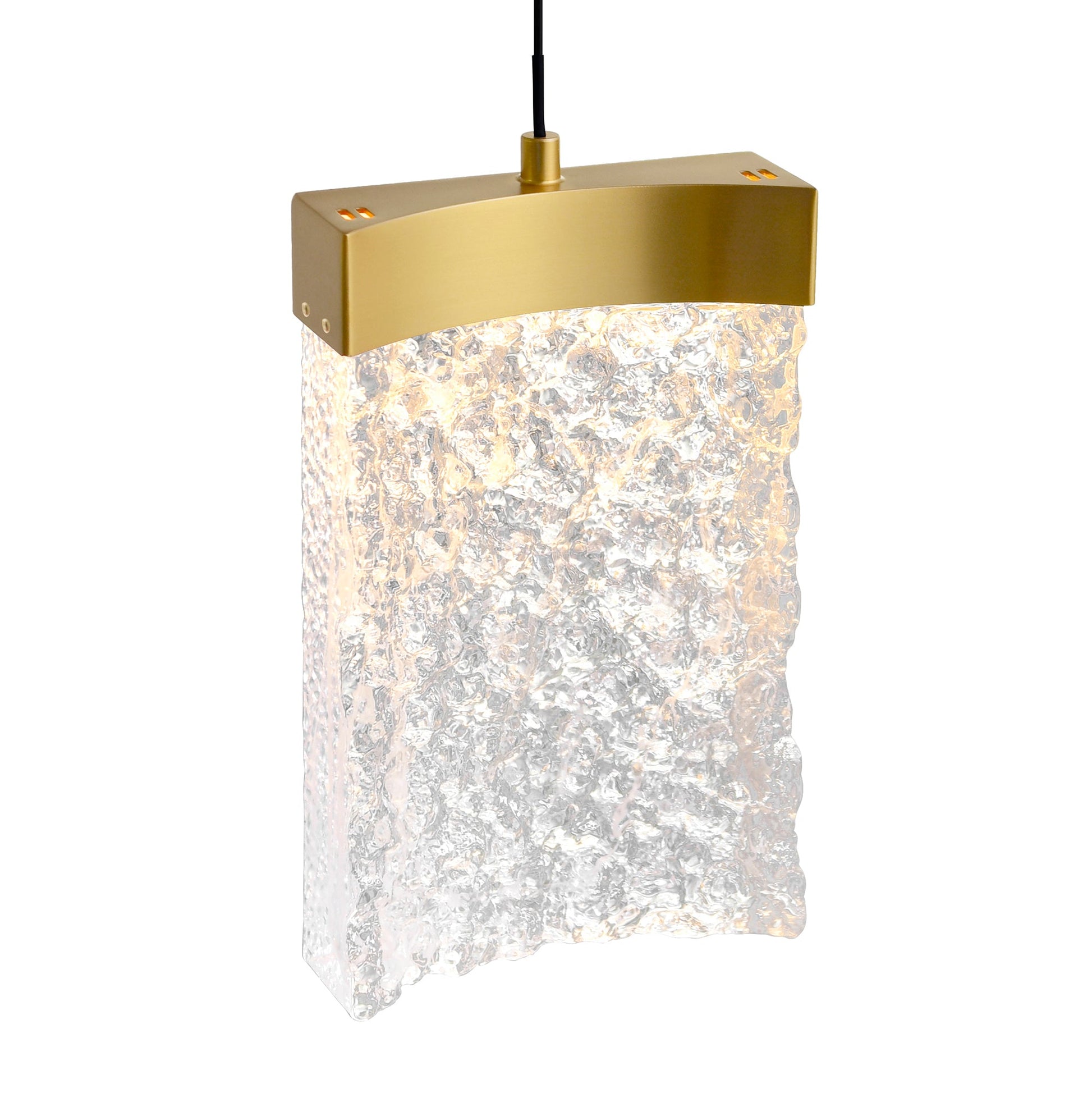 Lava Integrated LED 6in Brass Mini Pendant with Handcrafted Glass - CWI Lighting