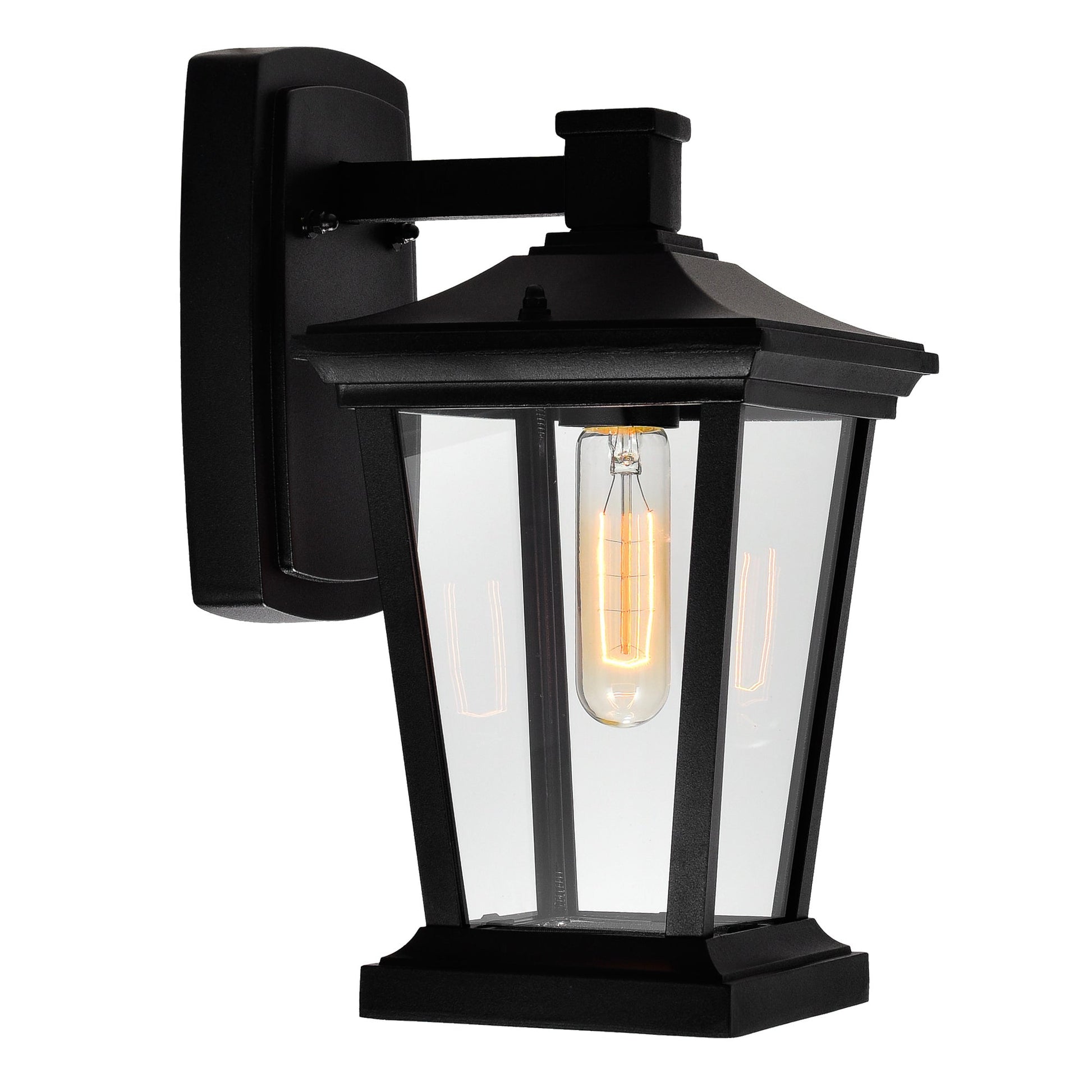Leawood 1 Light 7in Black Outdoor Wall Light - CWI Lighting