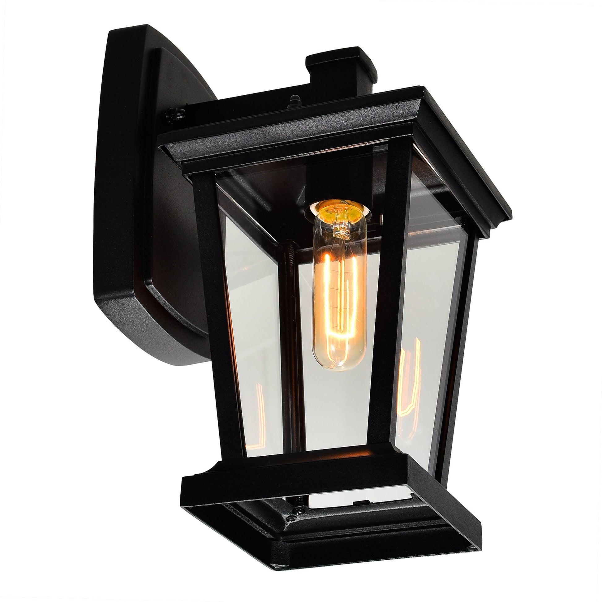Leawood 1 Light 7in Black Outdoor Wall Light - CWI Lighting