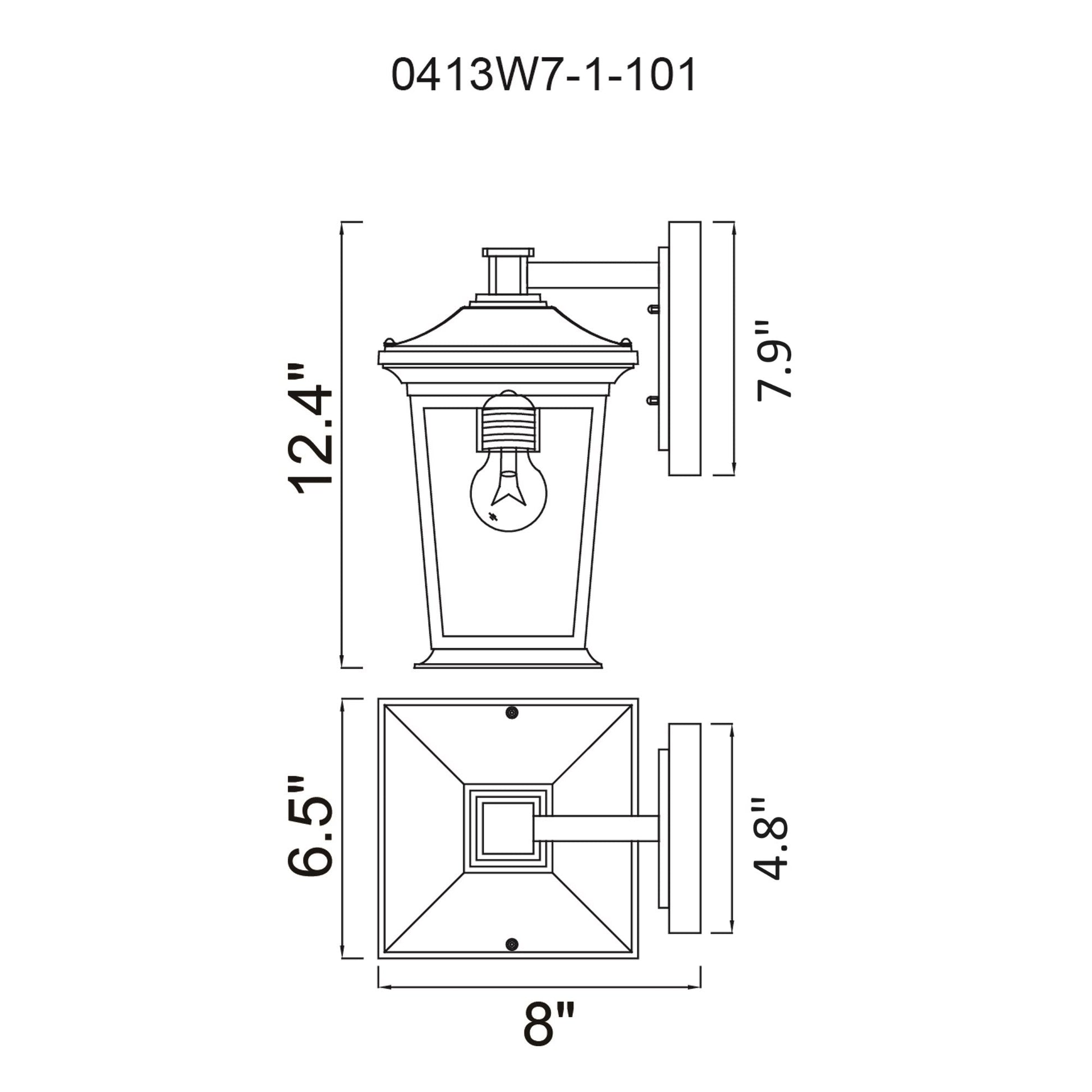 Leawood 1 Light 7in Black Outdoor Wall Light - CWI Lighting
