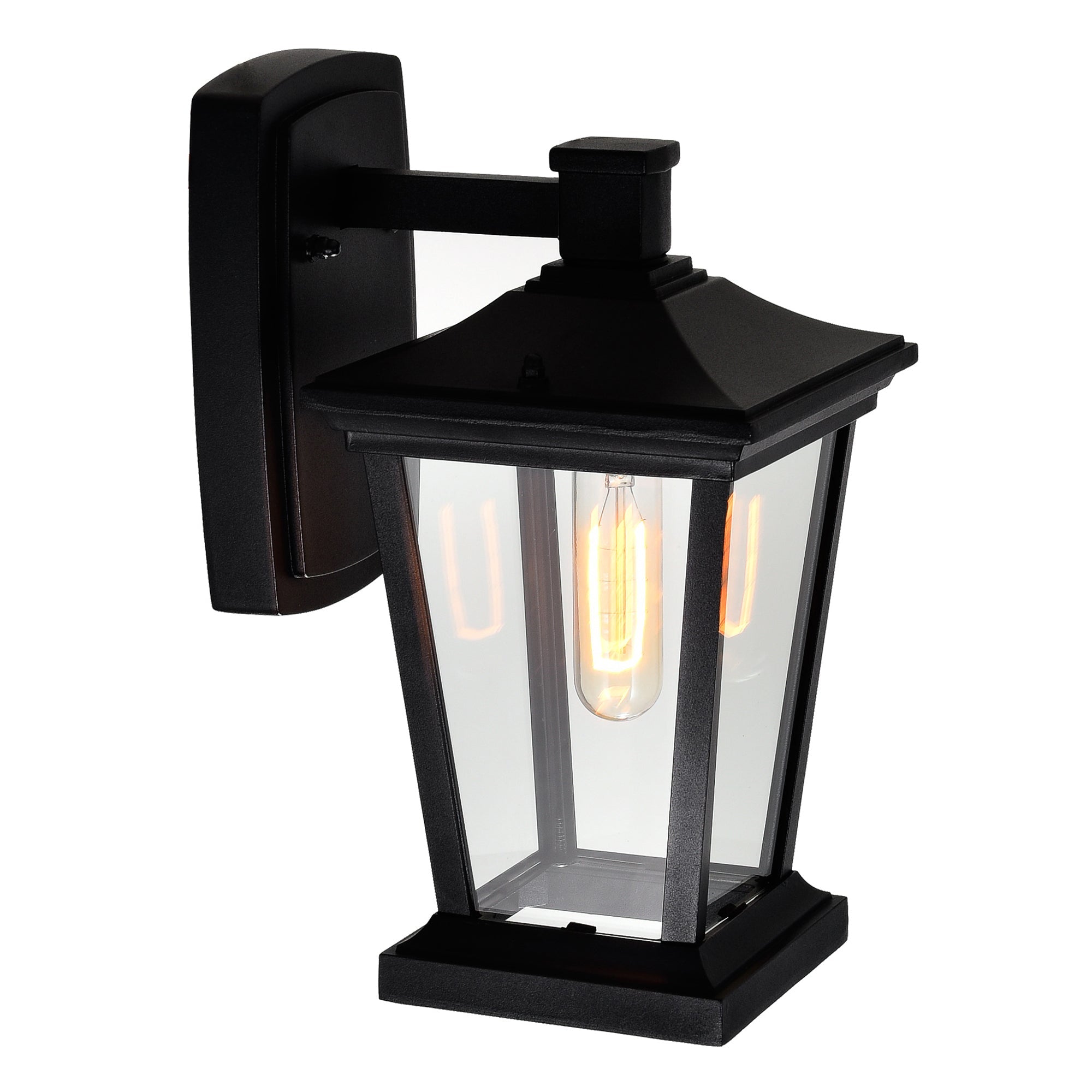 Leawood 1 Light 7in Black Outdoor Wall Light - CWI Lighting