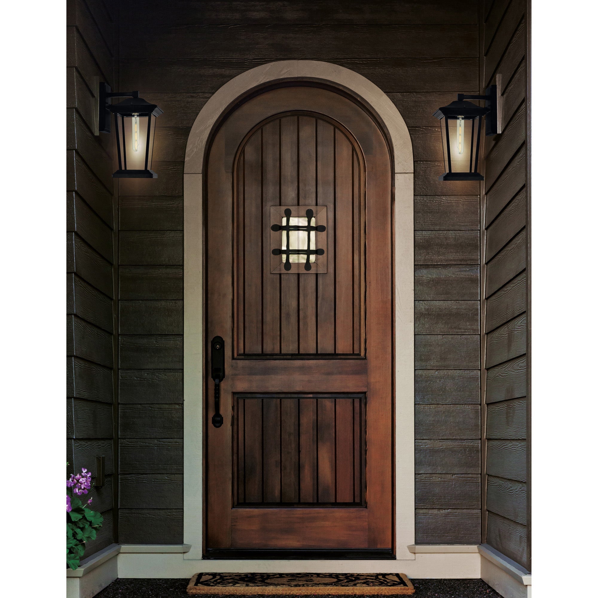 Leawood 1 Light 8in Black Outdoor Wall Light - CWI Lighting